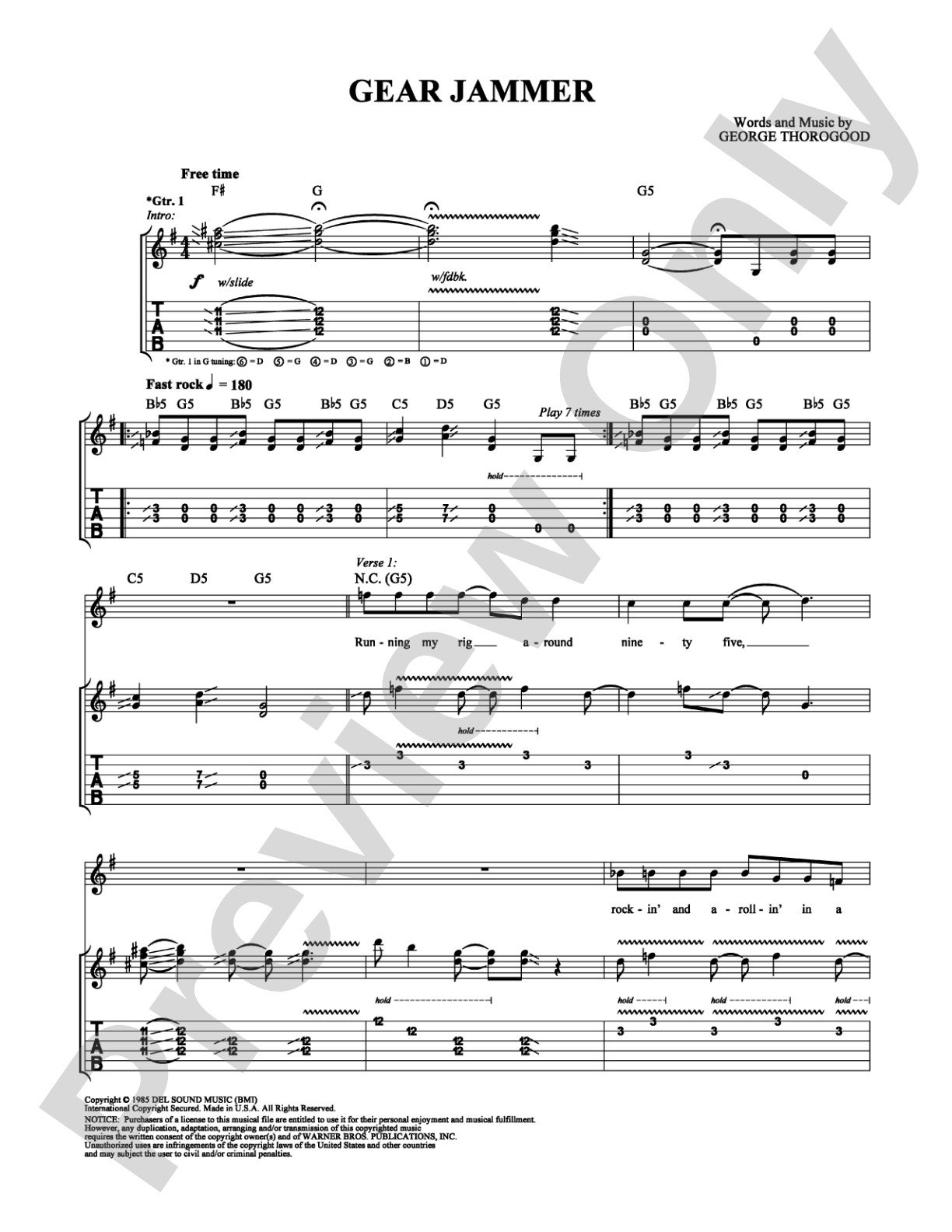 Gear Jammer: Guitar TAB Digital Sheet Music
