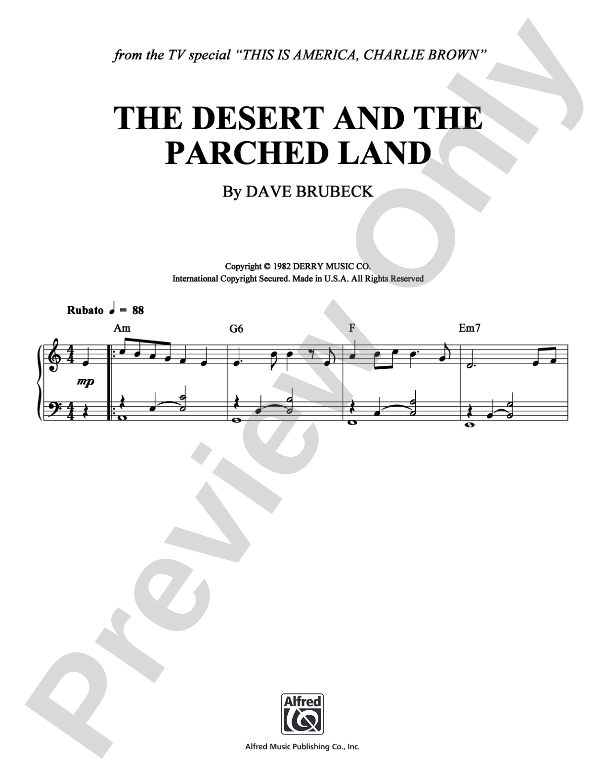 The Desert and the Parched Land: Piano Digital Sheet Music