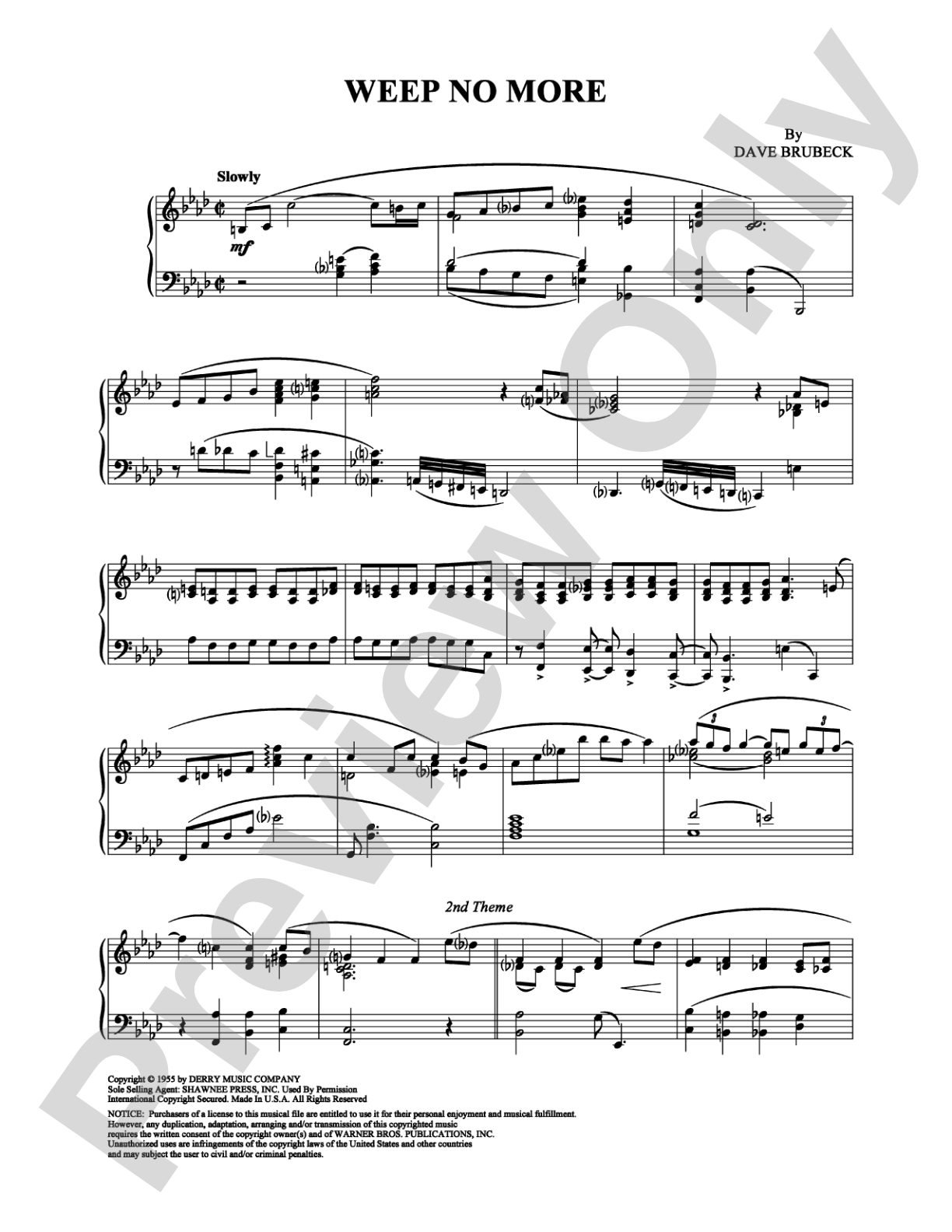 Weep No More: Piano Digital Sheet Music