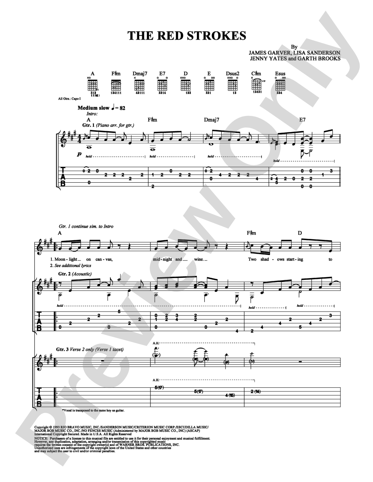 The Red Strokes: Guitar TAB Digital Sheet Music