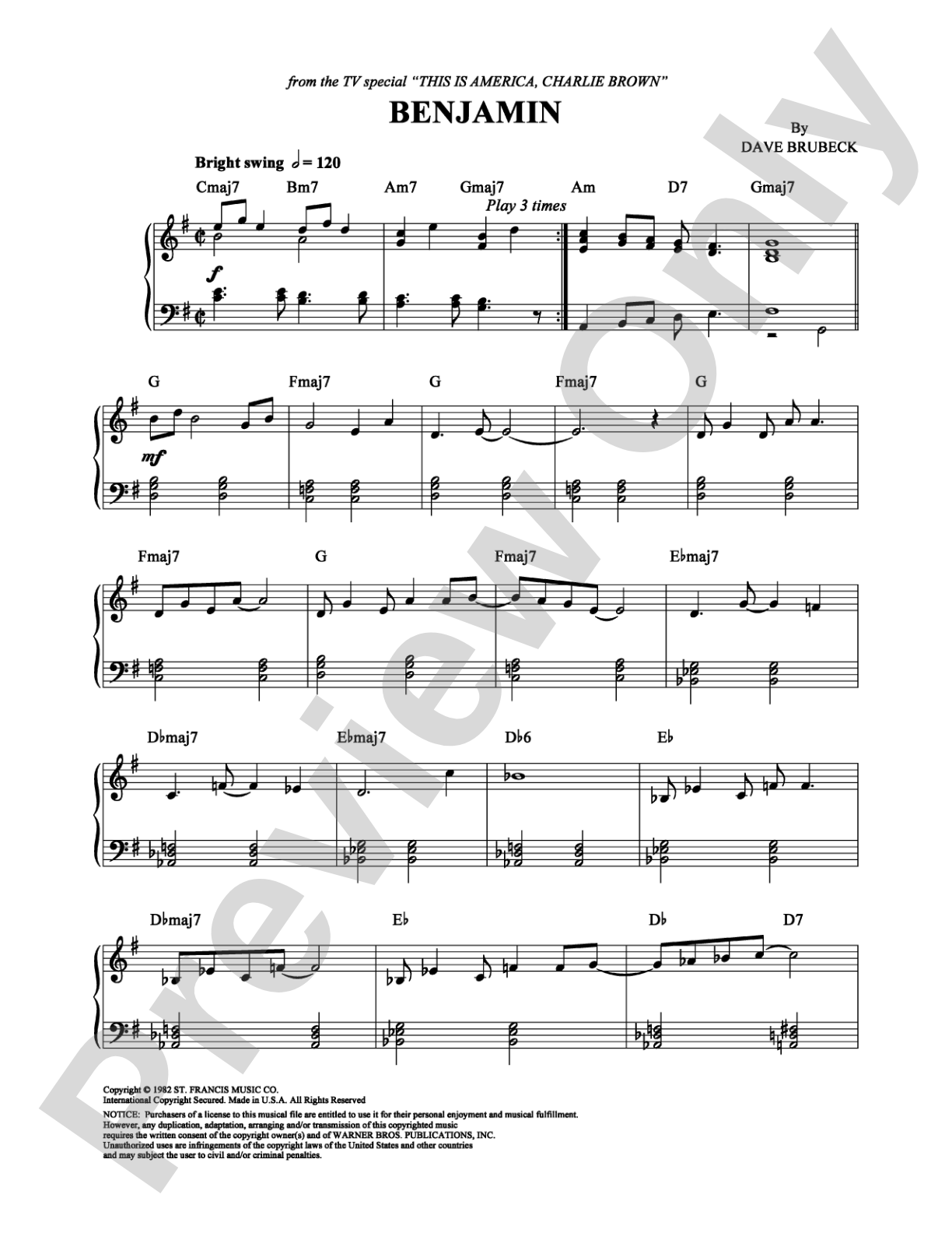 Benjamin: Piano Digital Sheet Music