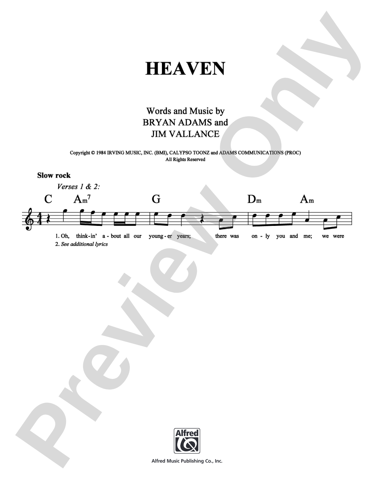 Heaven: Lead Sheet Digital Sheet Music