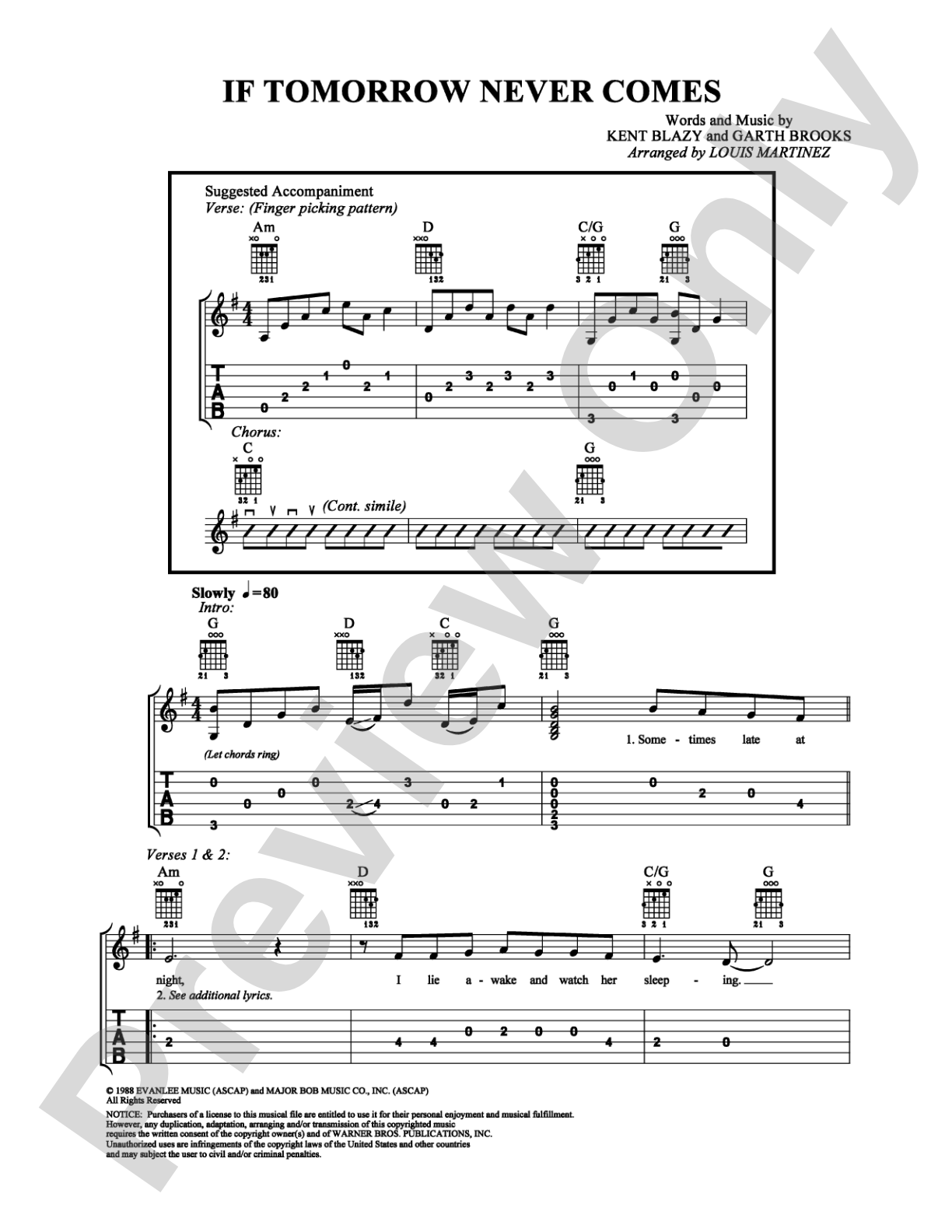 If Tomorrow Never Comes: Easy Guitar Digital Sheet Music