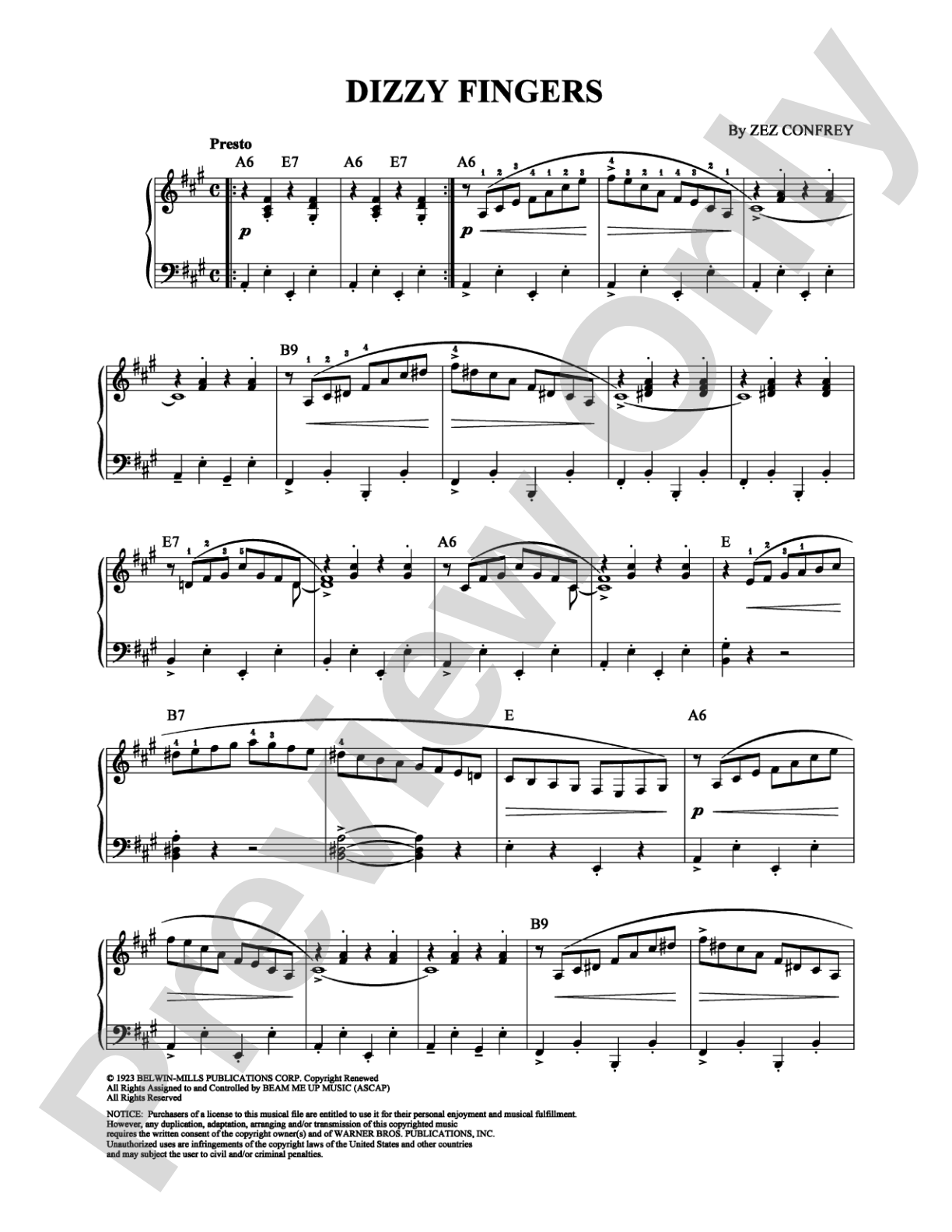 Dizzy Fingers: Piano Digital Sheet Music