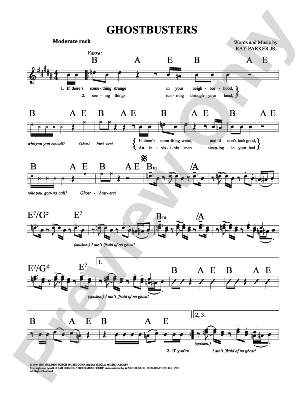 Ghostbusters: Lead Sheet Digital Sheet Music