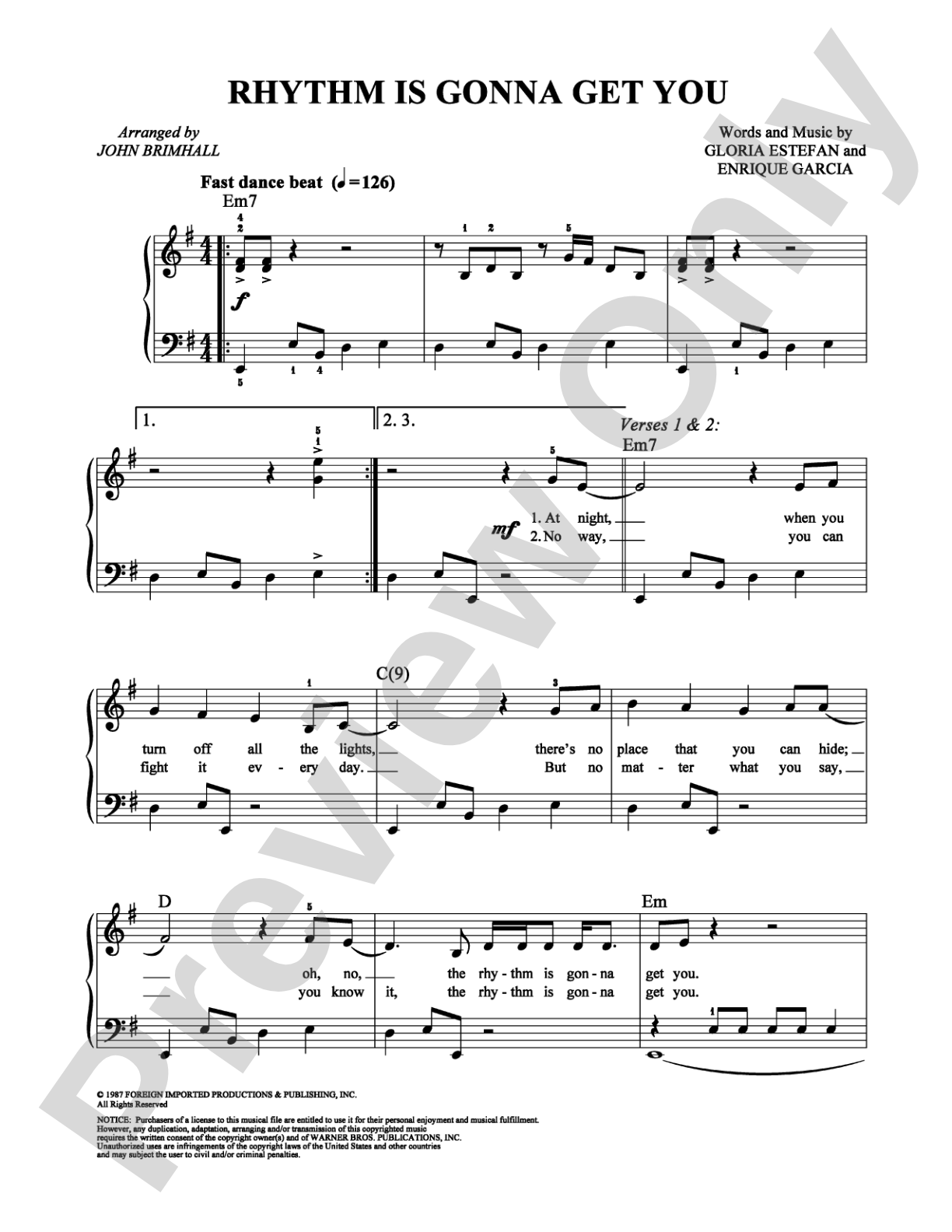 Rhythm Is Gonna Get You: Easy Piano Digital Sheet Music