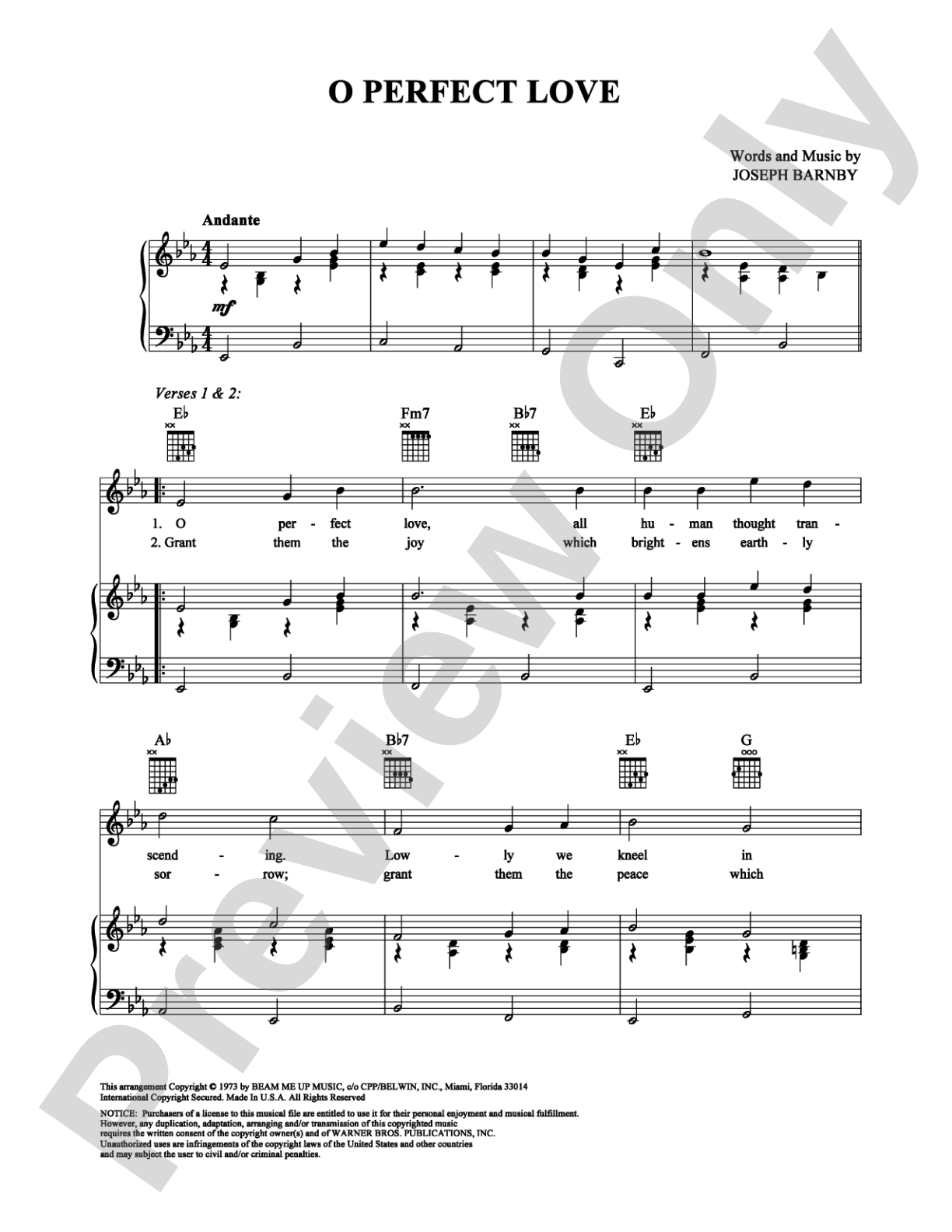 O Perfect Love: Piano/Vocal/Chords Digital Sheet Music