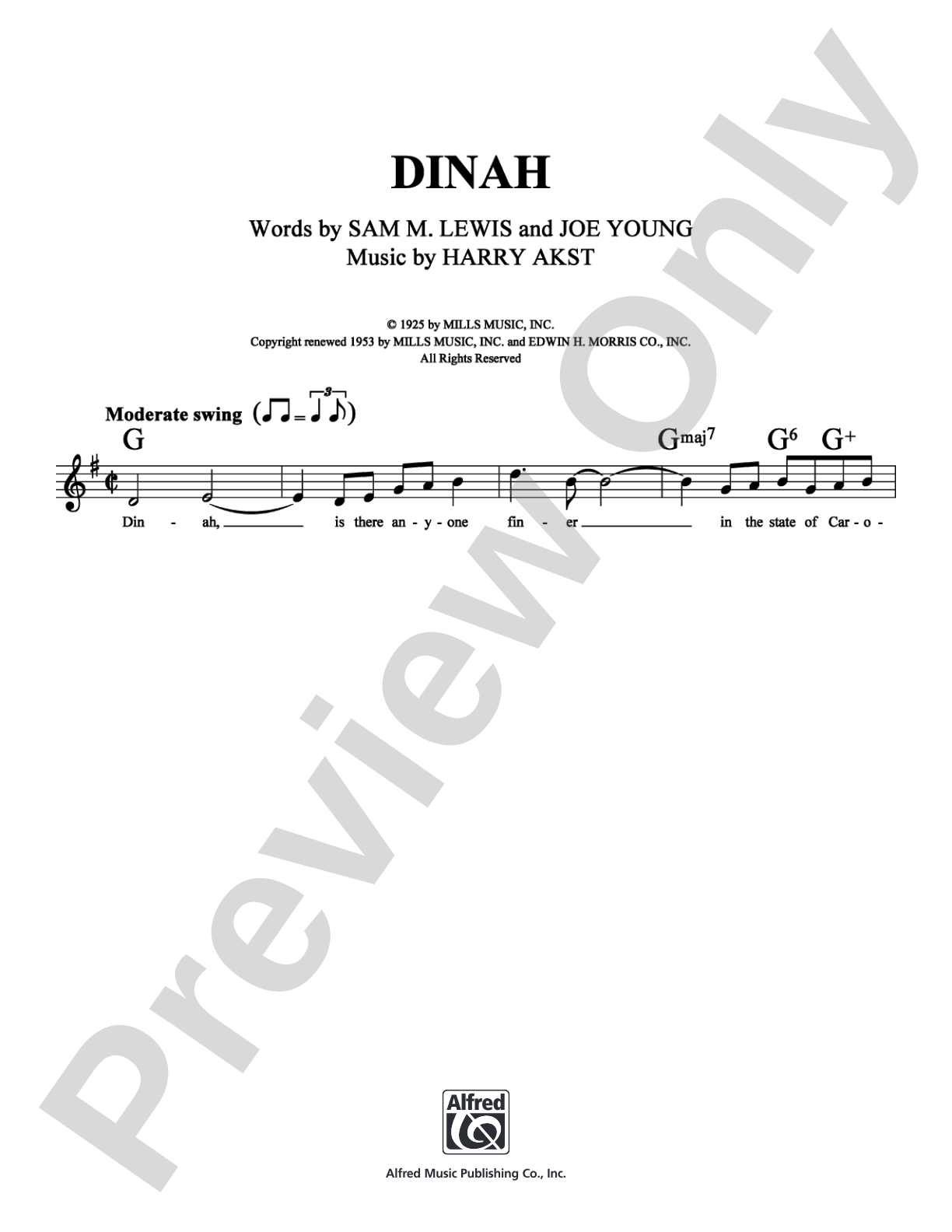 Dinah: Lead Sheet Digital Sheet Music