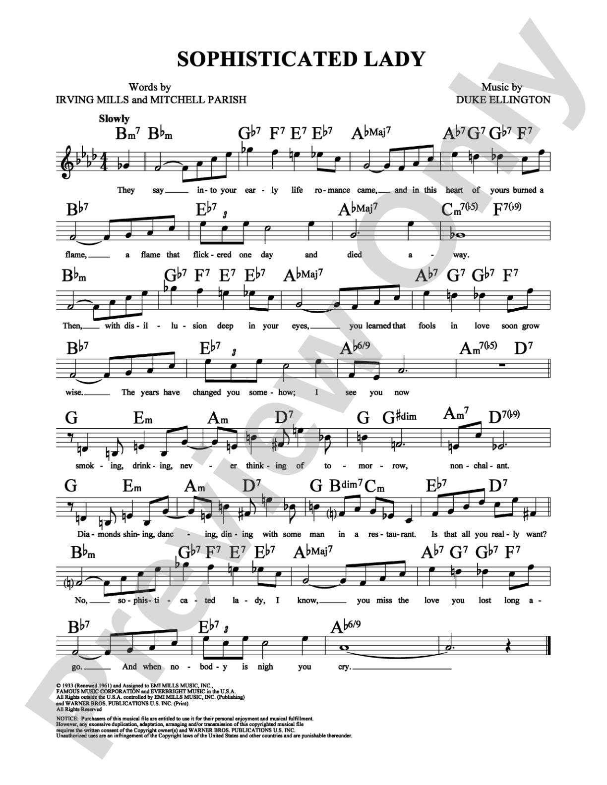 Sophisticated Lady: Lead Sheet Digital Sheet Music