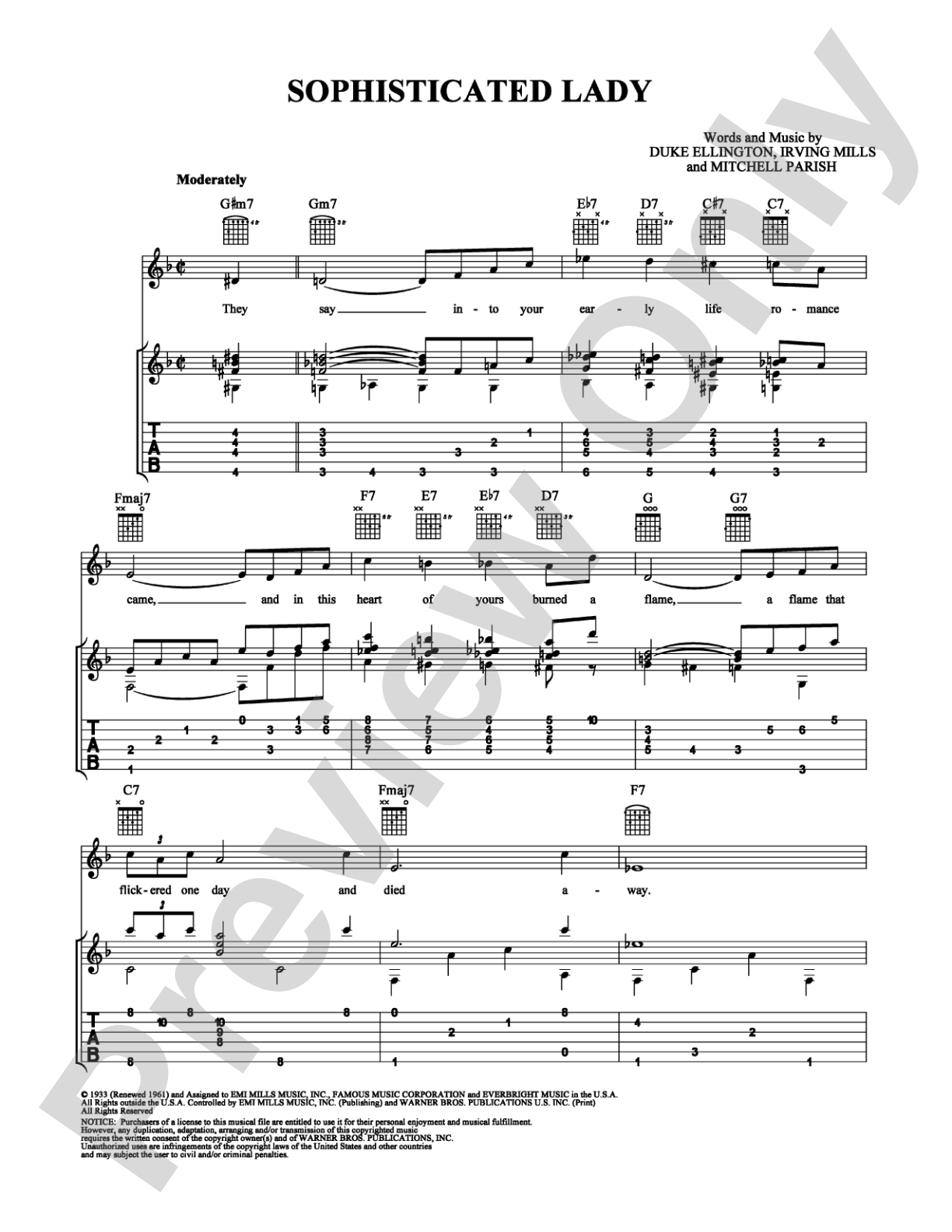 Sophisticated Lady: Guitar TAB Digital Sheet Music