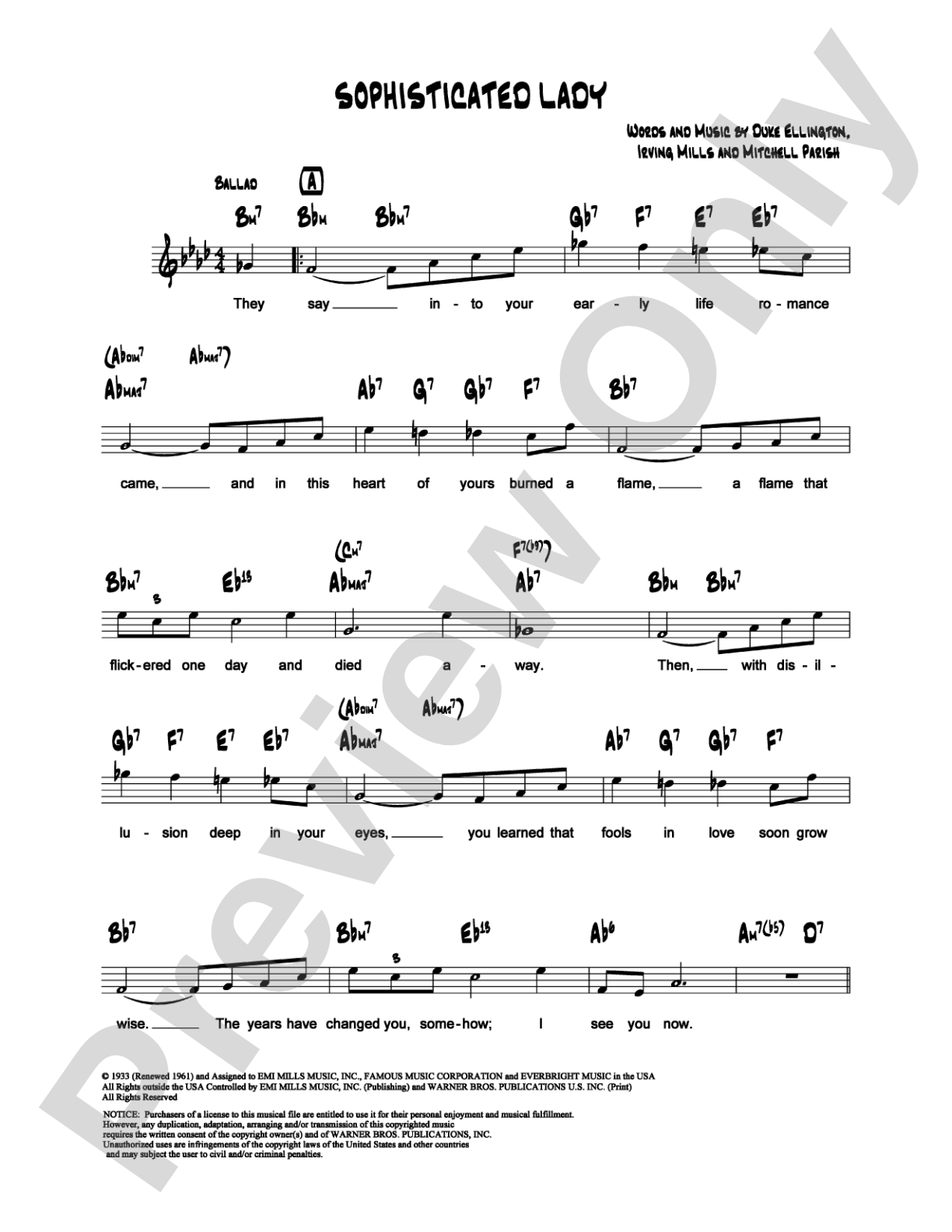 Sophisticated Lady: Lead Sheet Digital Sheet Music