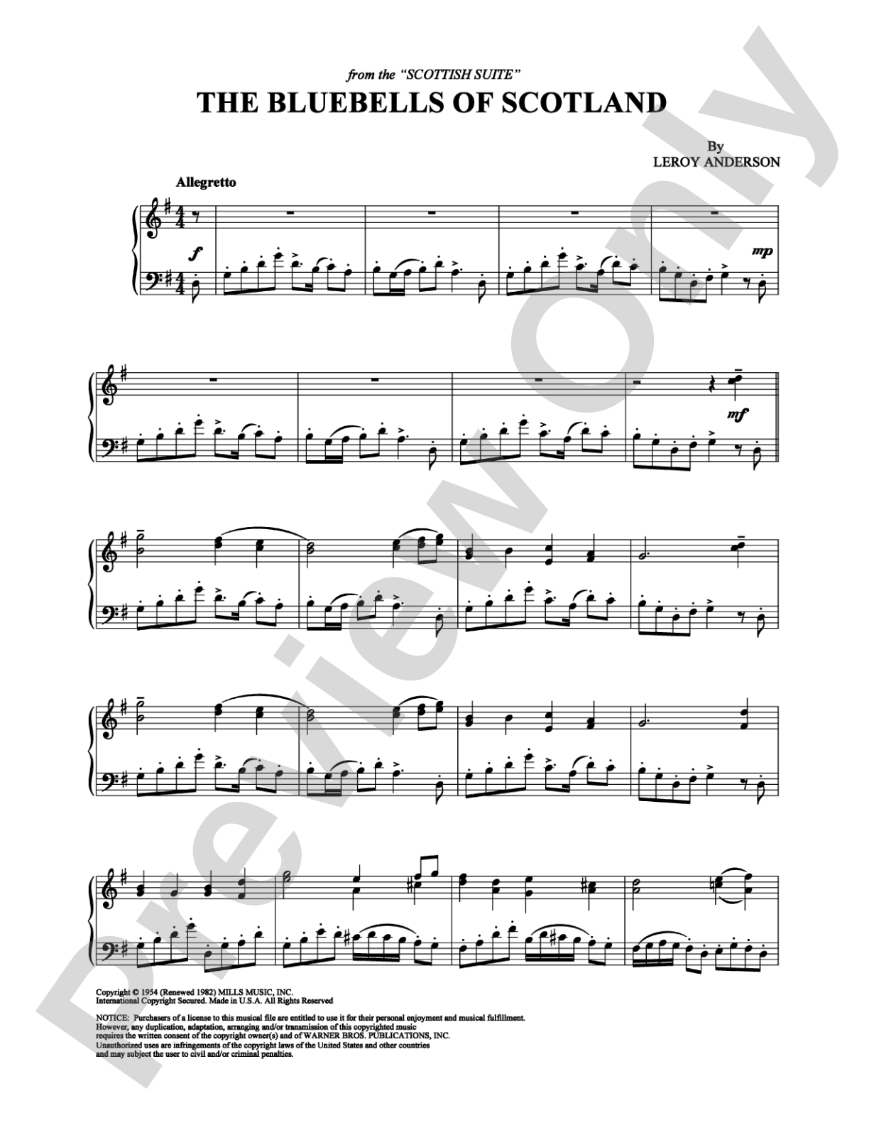 The Bluebells of Scotland: Piano Digital Sheet Music