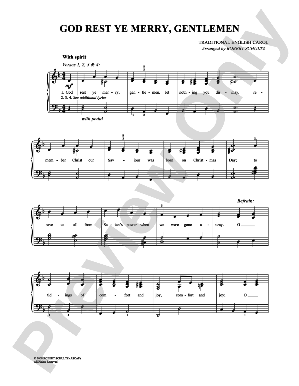 God Rest Ye Merry, Gentlemen: Piano/Vocal/Chords Digital Sheet Music