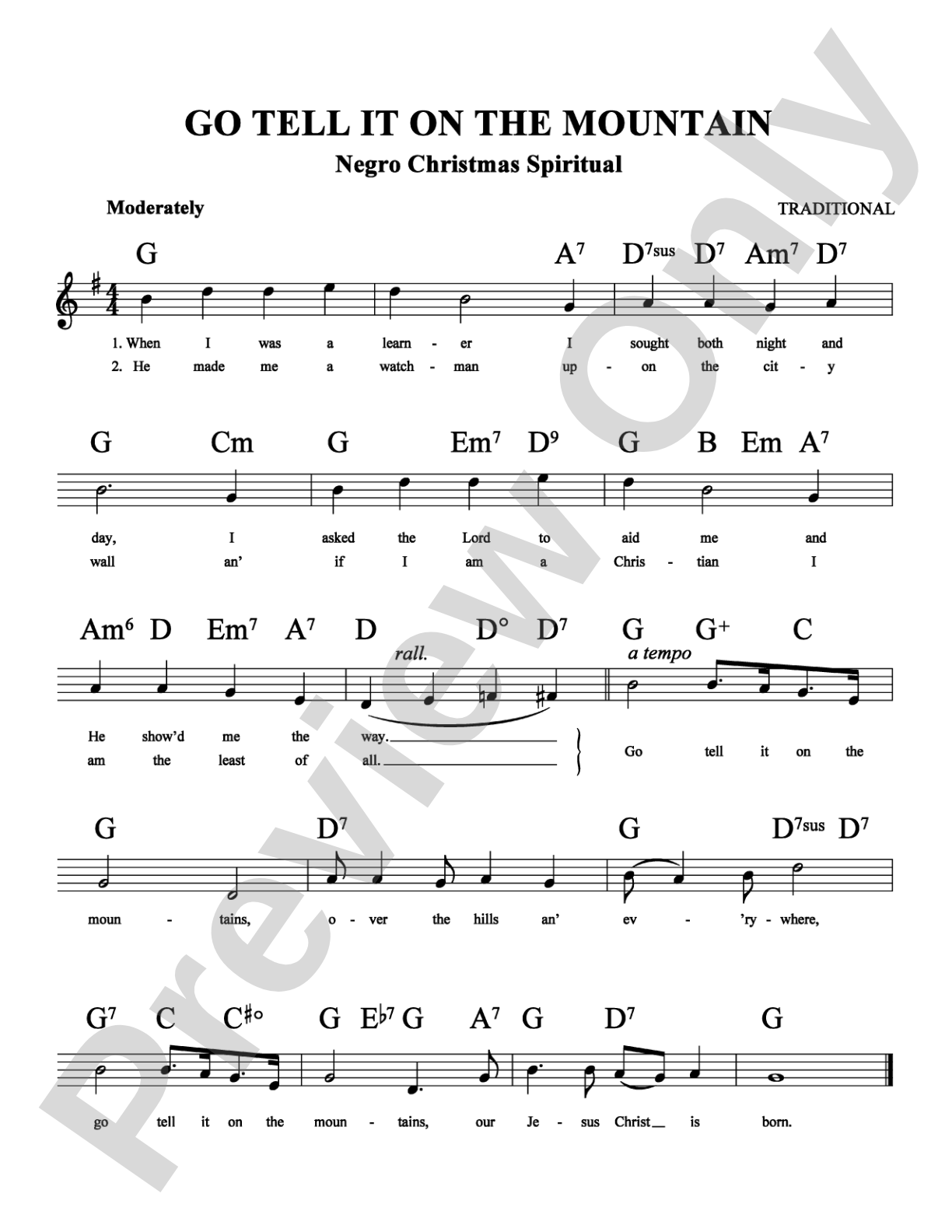 Go Tell It On The Mountain: Lead Sheet Digital Sheet Music