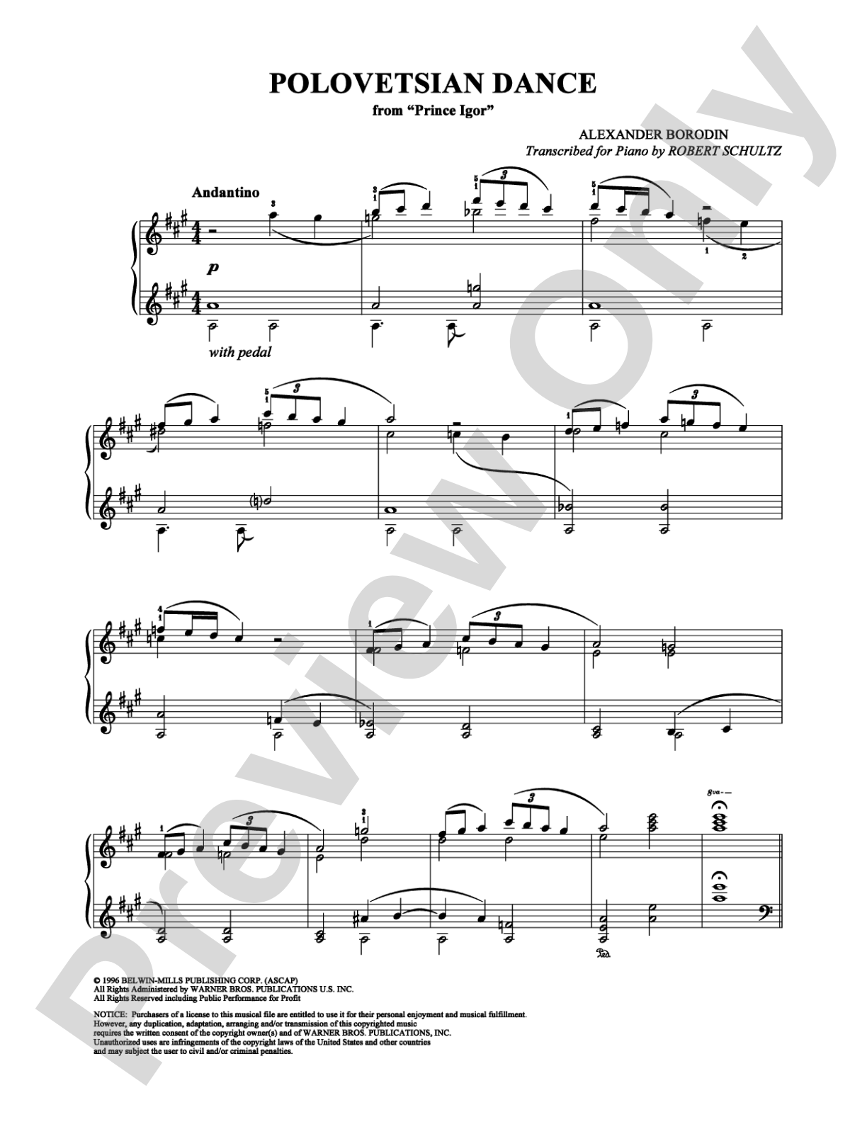 Polovetsian Dance: Piano Digital Sheet Music