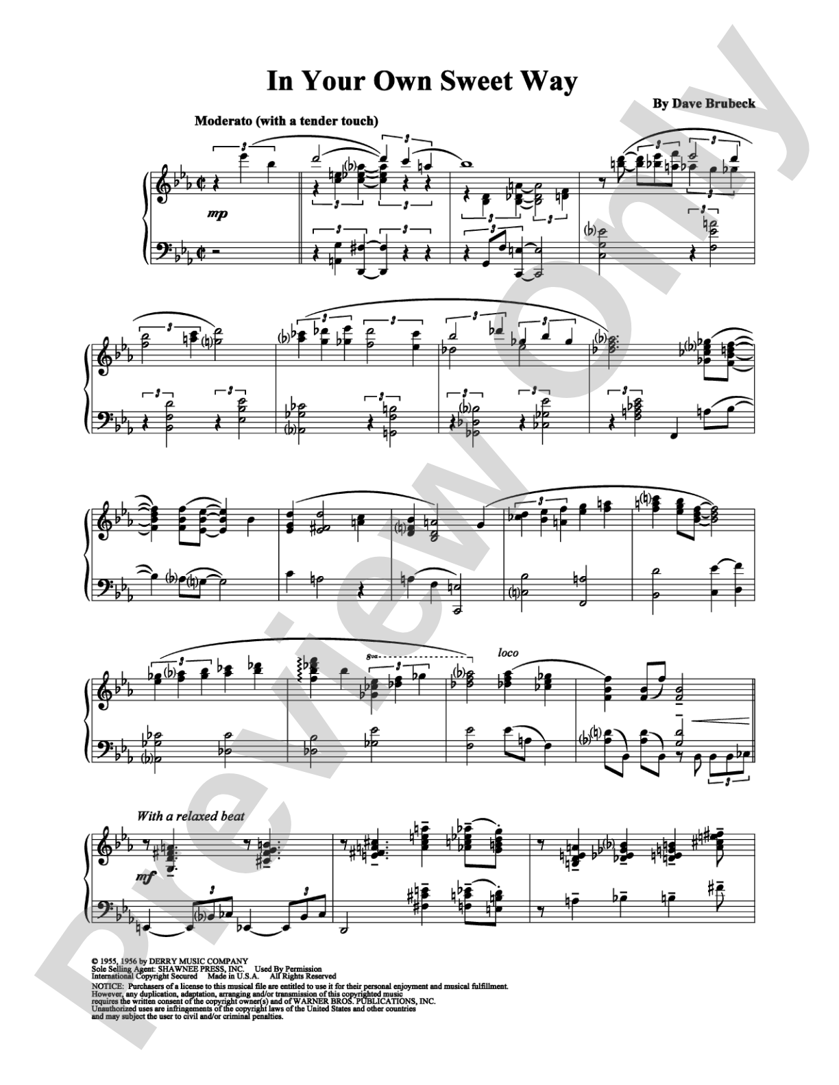 In Your Own Sweet Way: Piano Digital Sheet Music