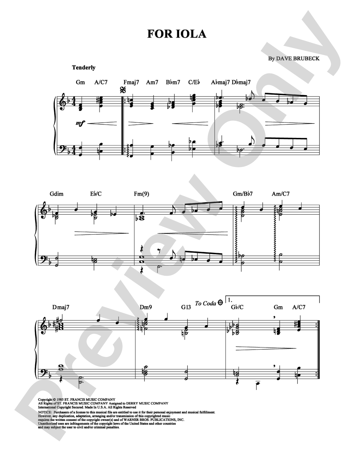 For Iola: Piano Digital Sheet Music