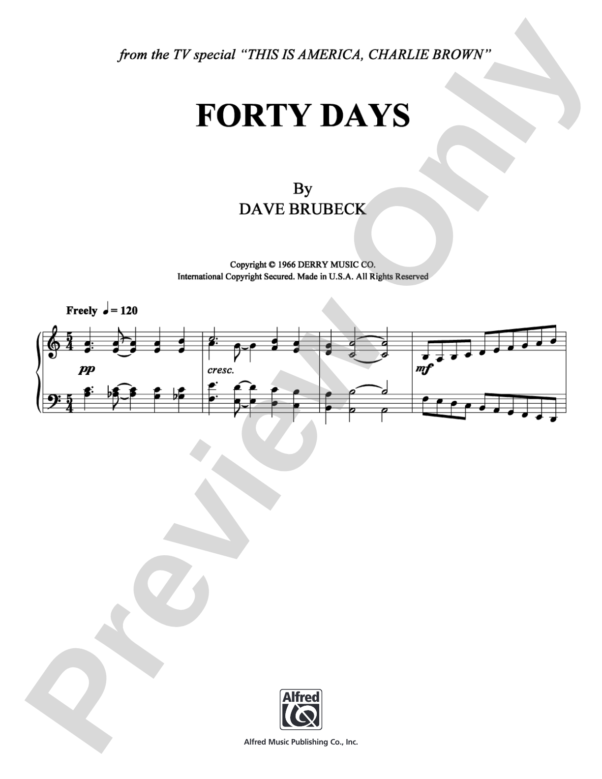 Forty Days: Piano Digital Sheet Music
