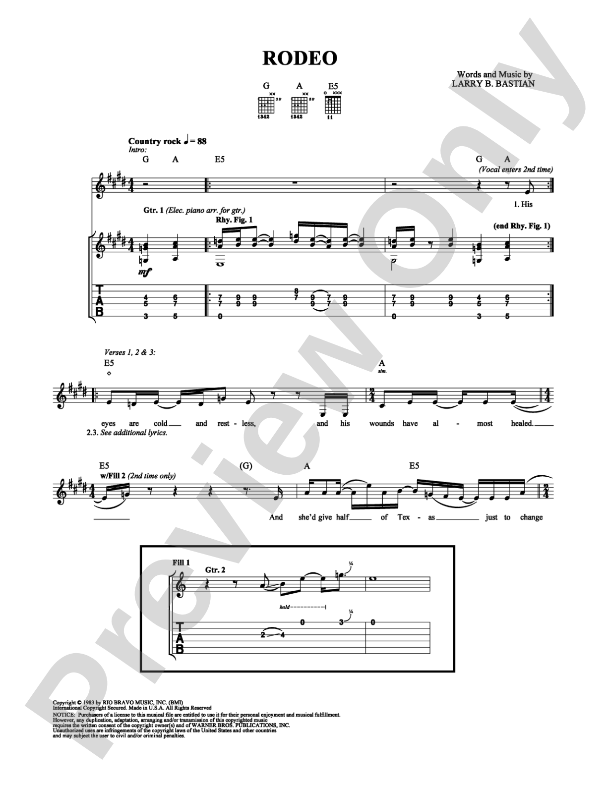 Rodeo: Guitar TAB Digital Sheet Music