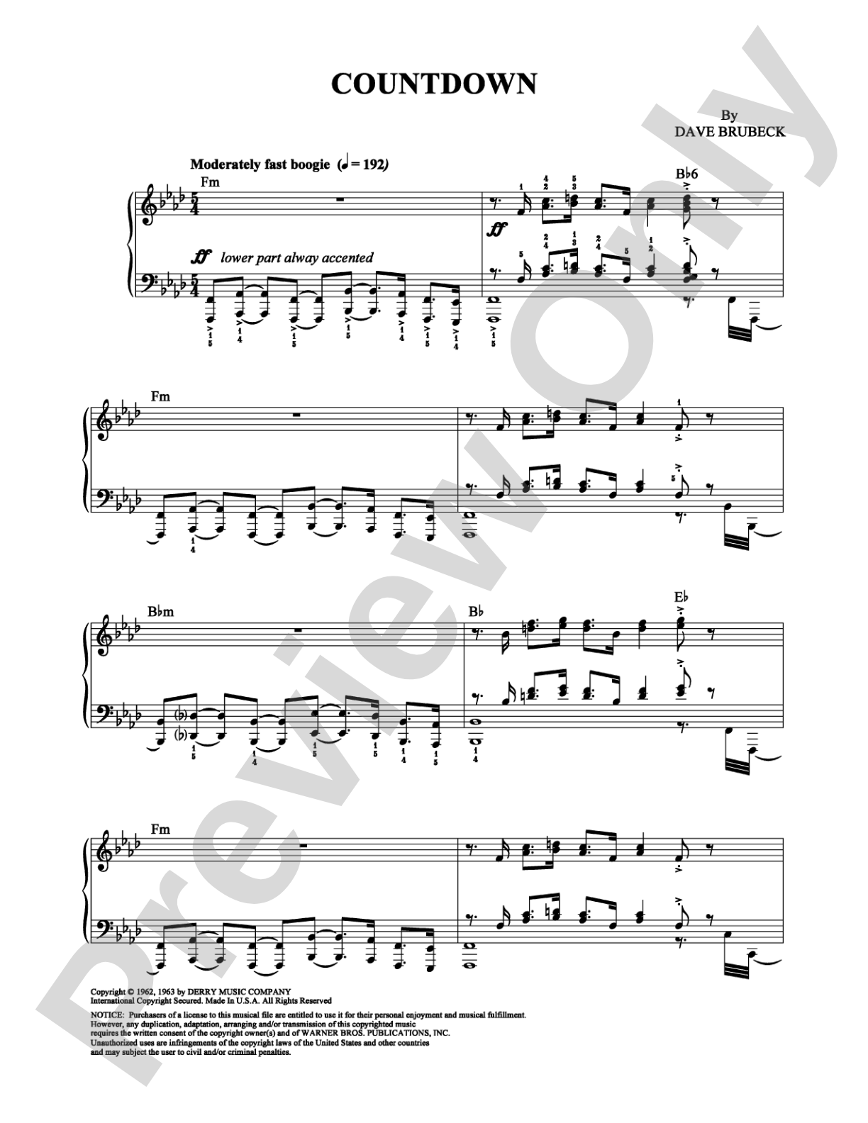 Countdown: Piano Digital Sheet Music