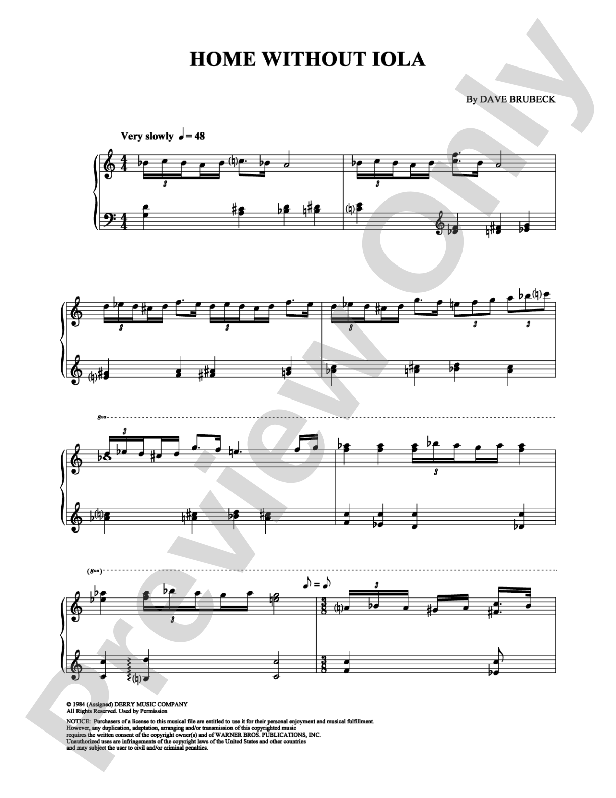 Home Without Iola: Piano Digital Sheet Music