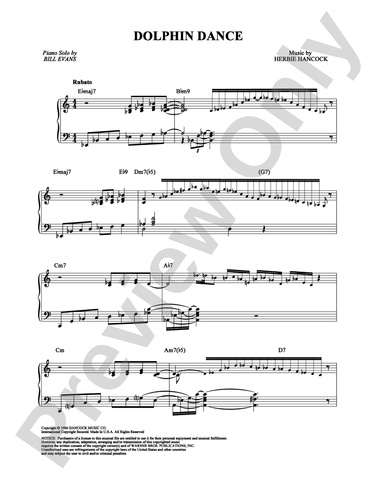Dolphin Dance: Piano Digital Sheet Music