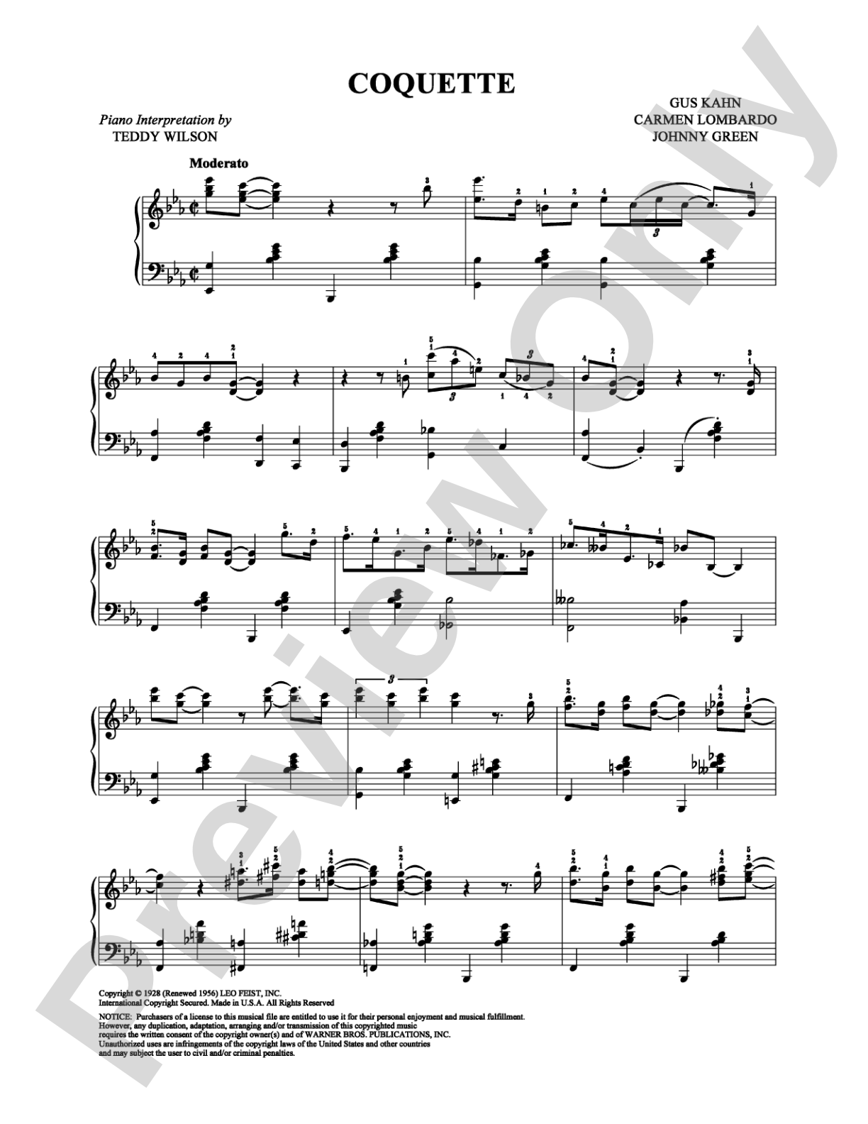 Coquette: Piano Digital Sheet Music