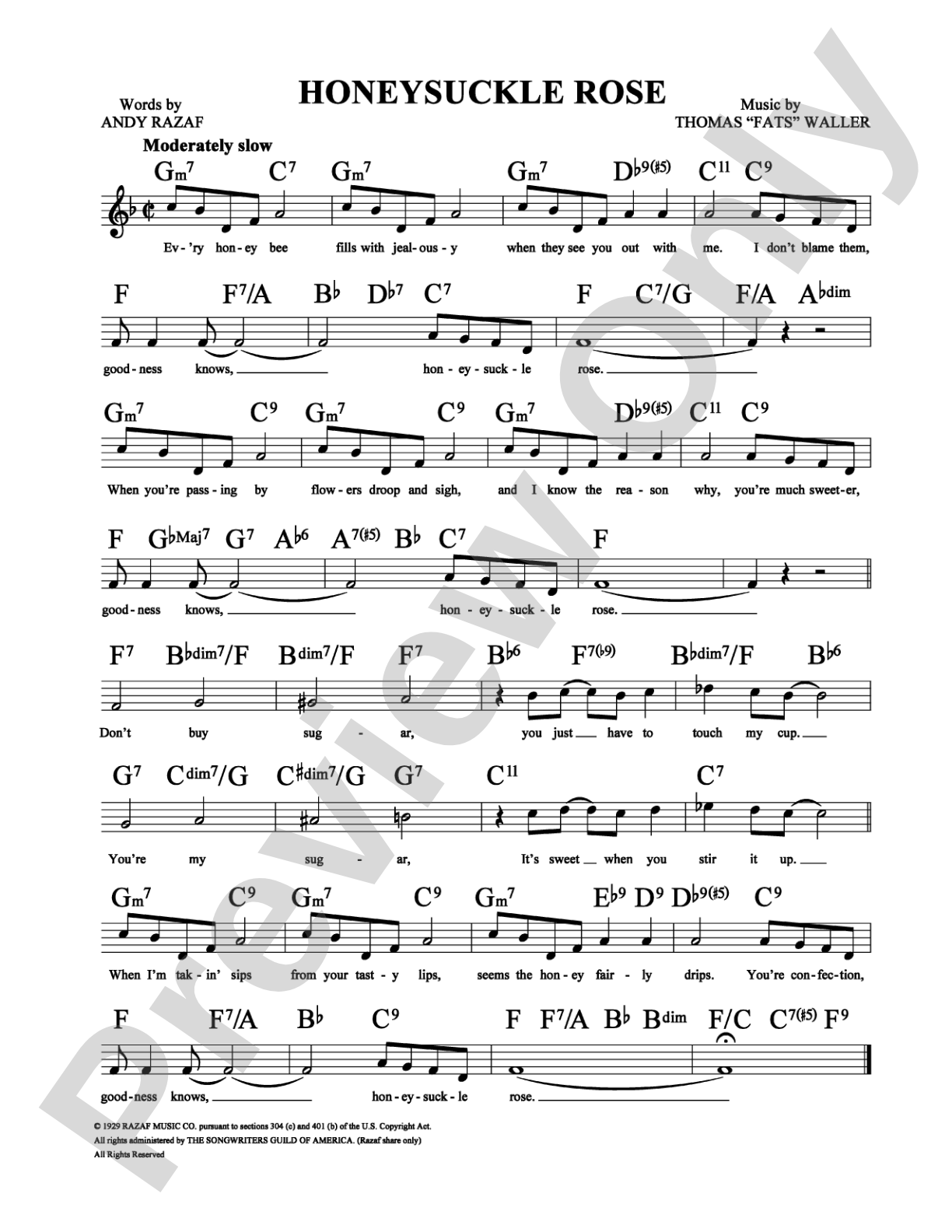 Honeysuckle Rose: Lead Sheet Digital Sheet Music