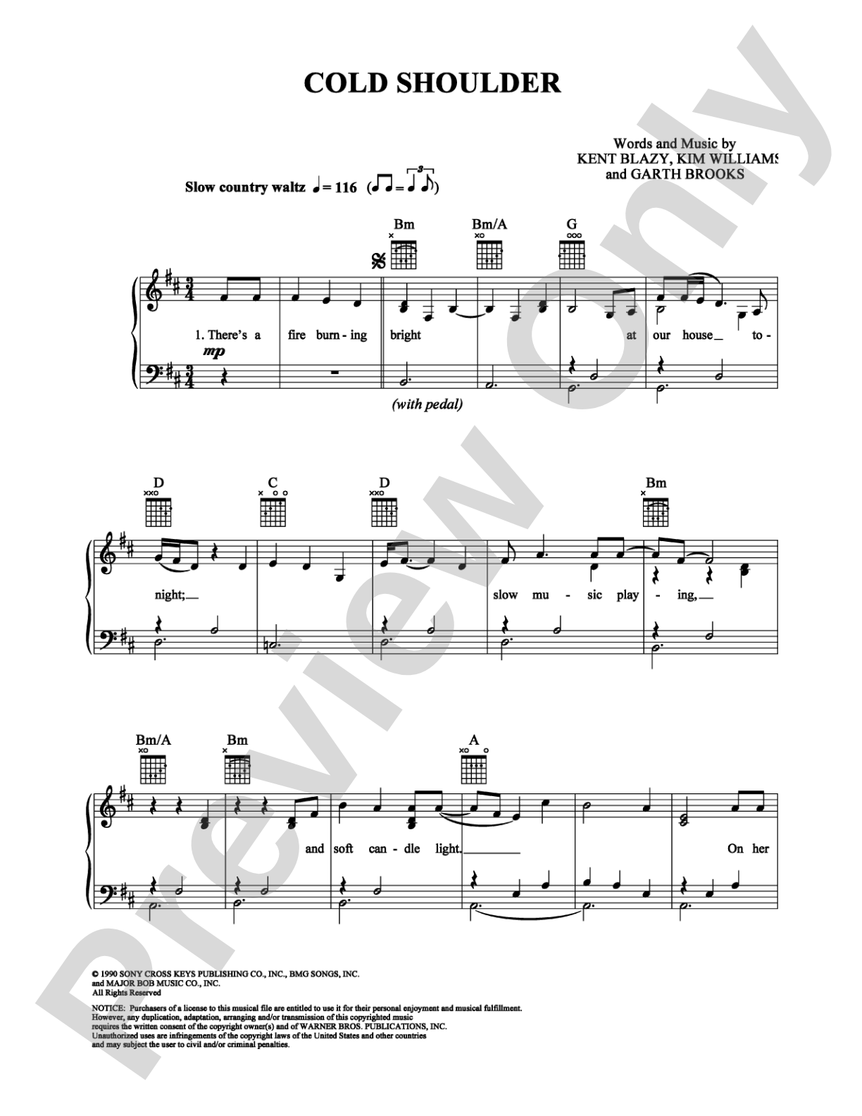 Cold Shoulder: Piano/Vocal/Chords Digital Sheet Music