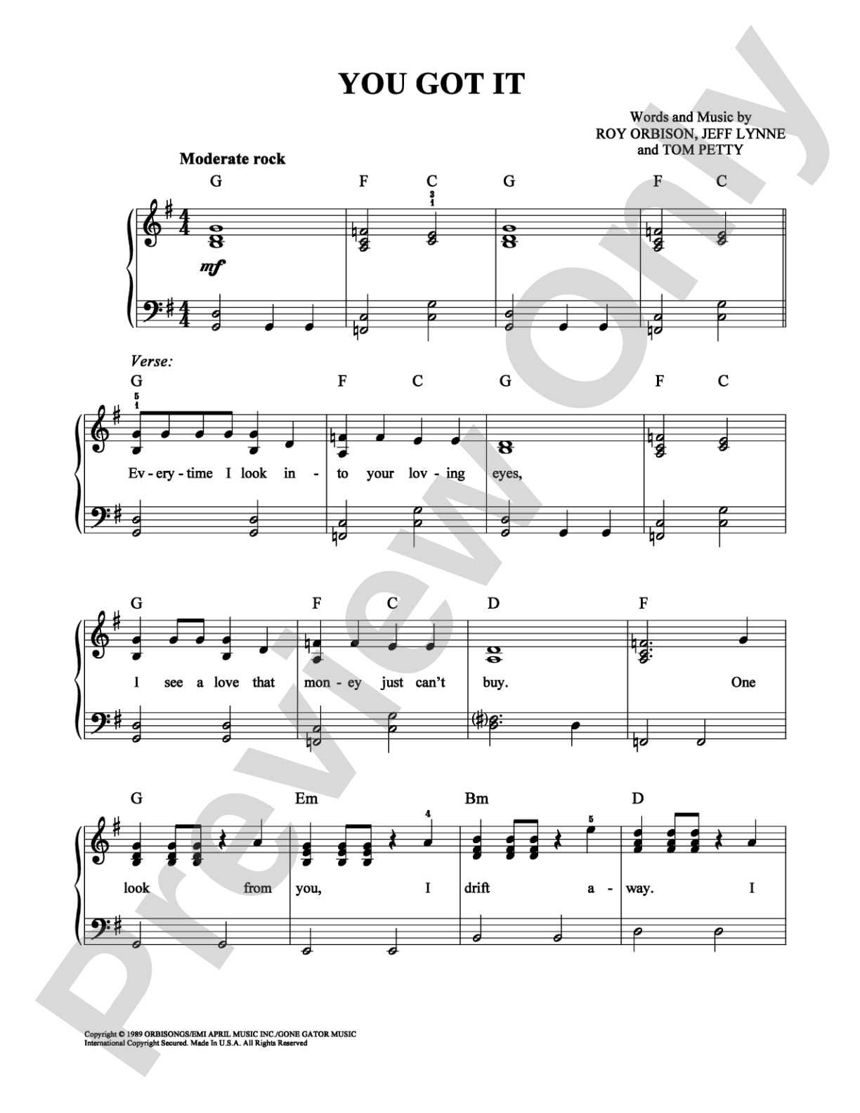 You Got It: Easy Piano Digital Sheet Music