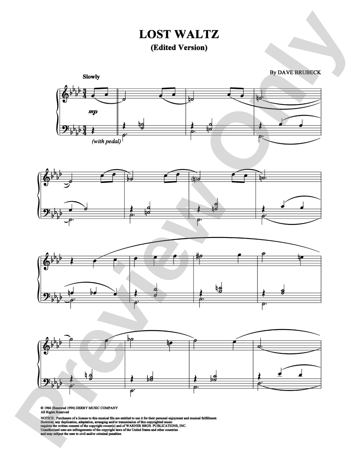 Lost Waltz (Edited Version): Piano Digital Sheet Music