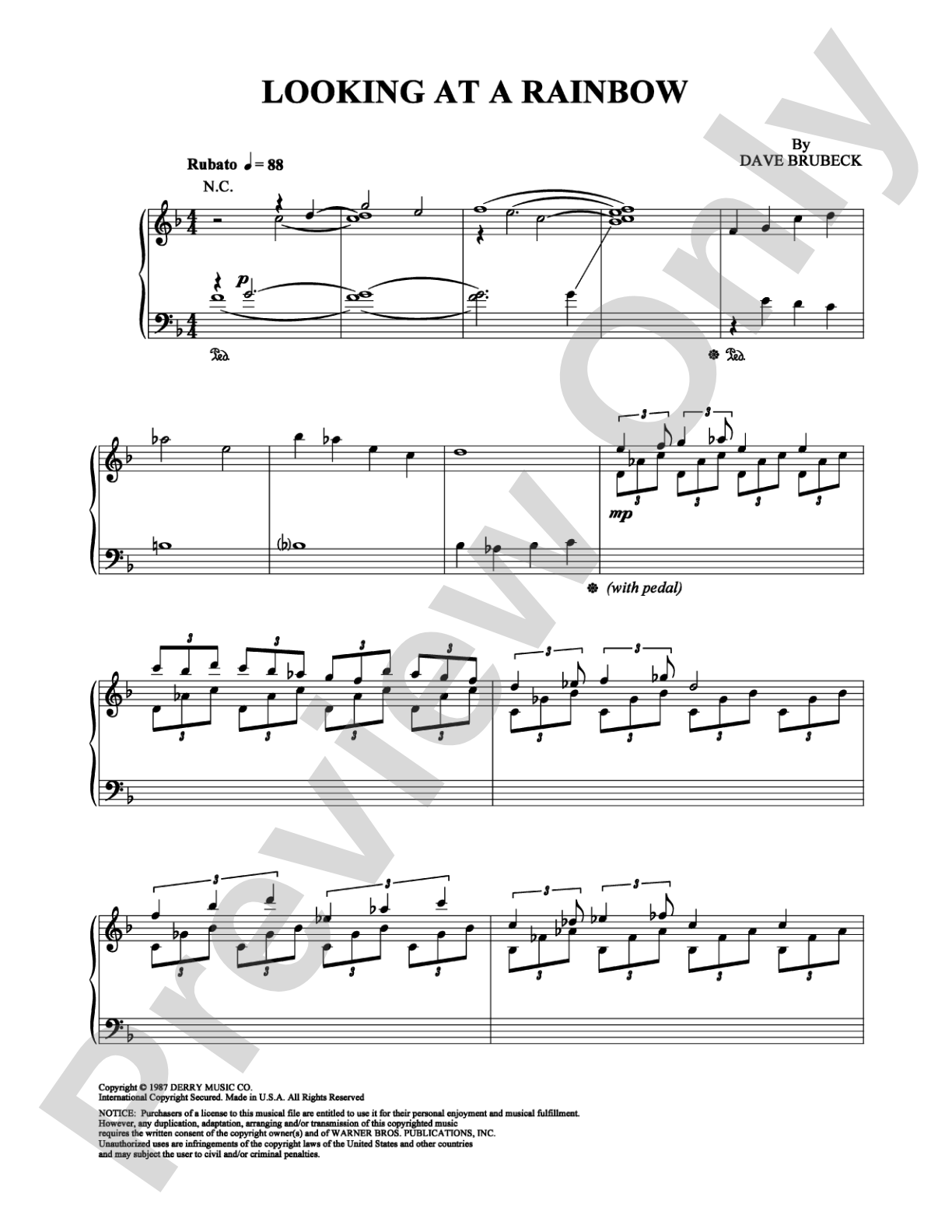 Looking at a Rainbow: Piano Digital Sheet Music