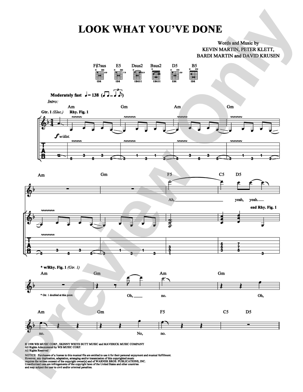 Look What You've Done: Guitar TAB Digital Sheet Music
