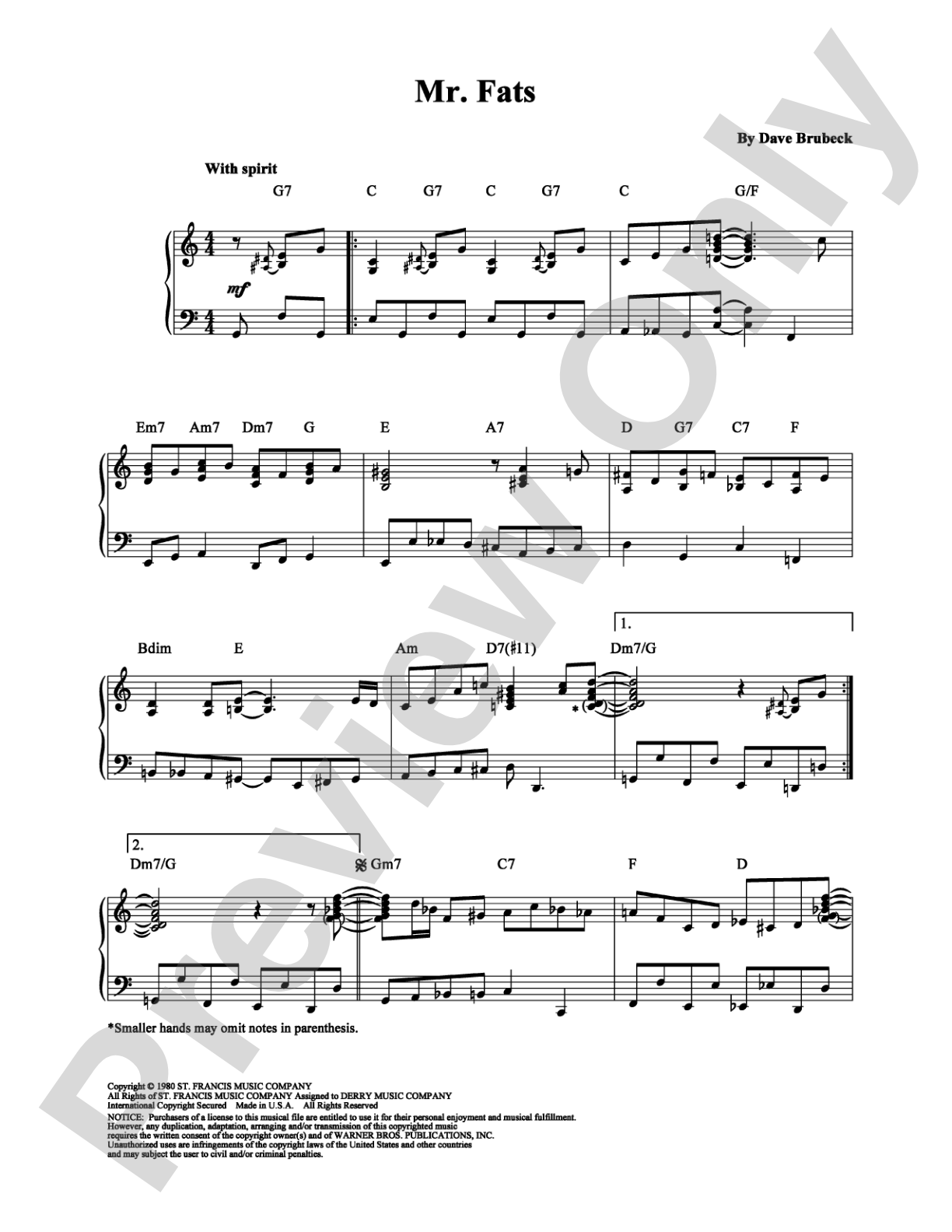 Mr. Fats: Piano Digital Sheet Music