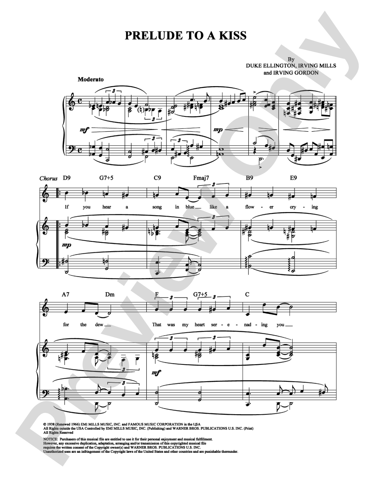 Prelude to a Kiss: Piano/Vocal/Chords Digital Sheet Music