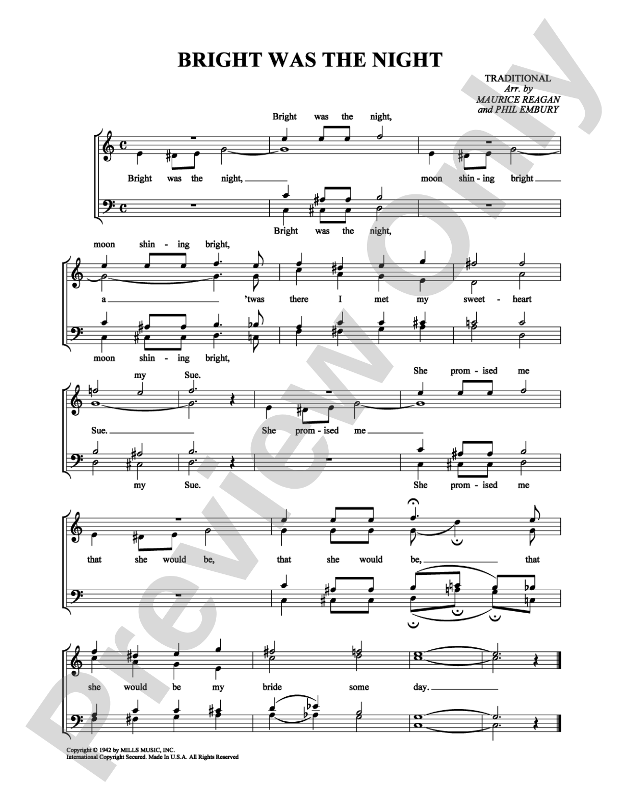 Bright Was the Night: Vocal Group Digital Sheet Music