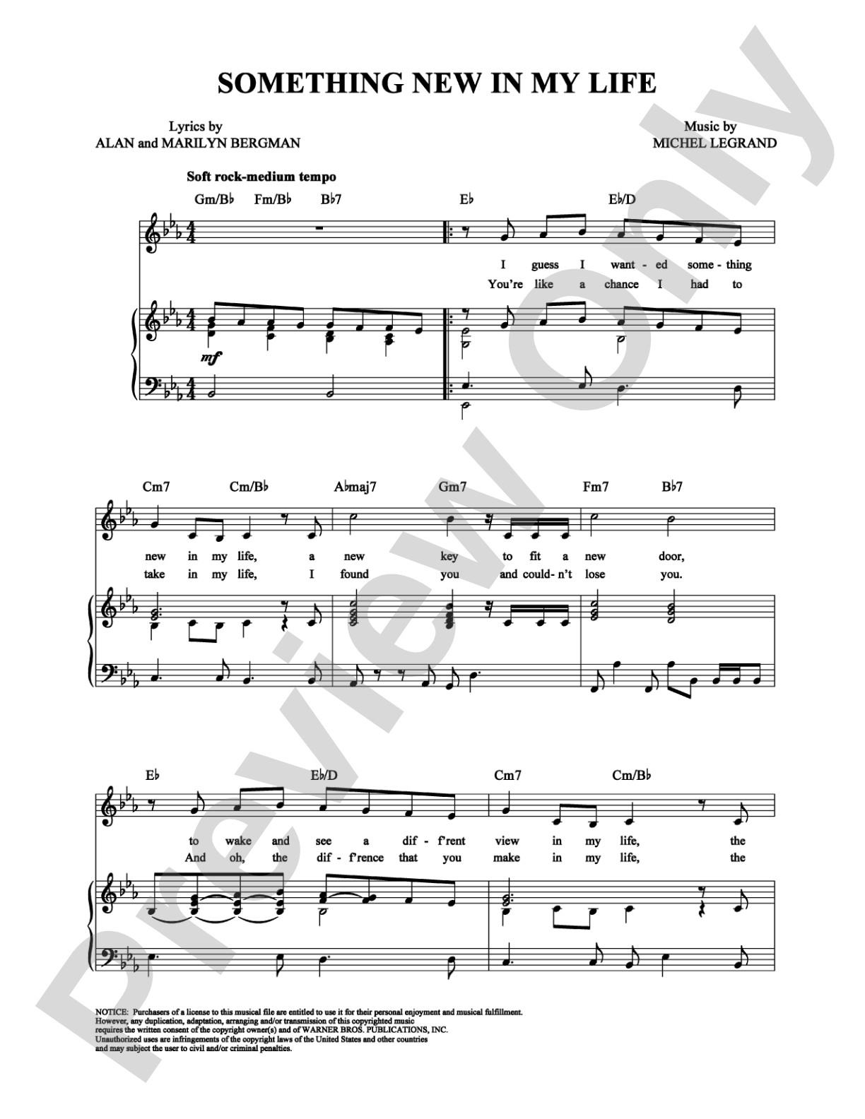 Something New in My Life: Piano/Vocal/Chords Digital Sheet Music