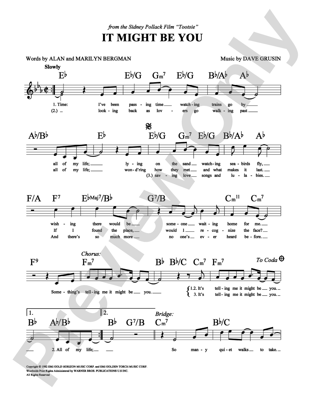 It Might Be You: Lead Sheet Digital Sheet Music