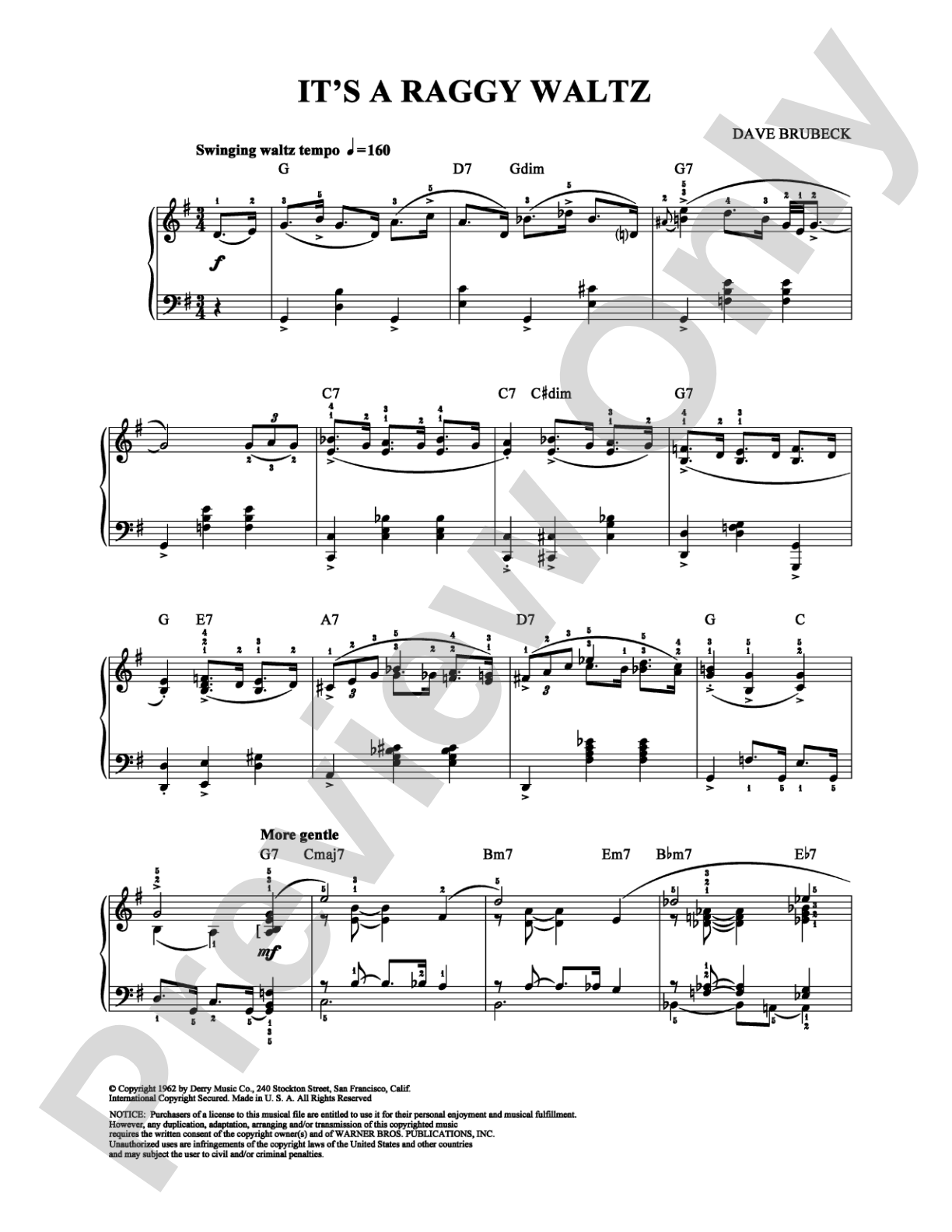 It's A Raggy Waltz: Piano Digital Sheet Music