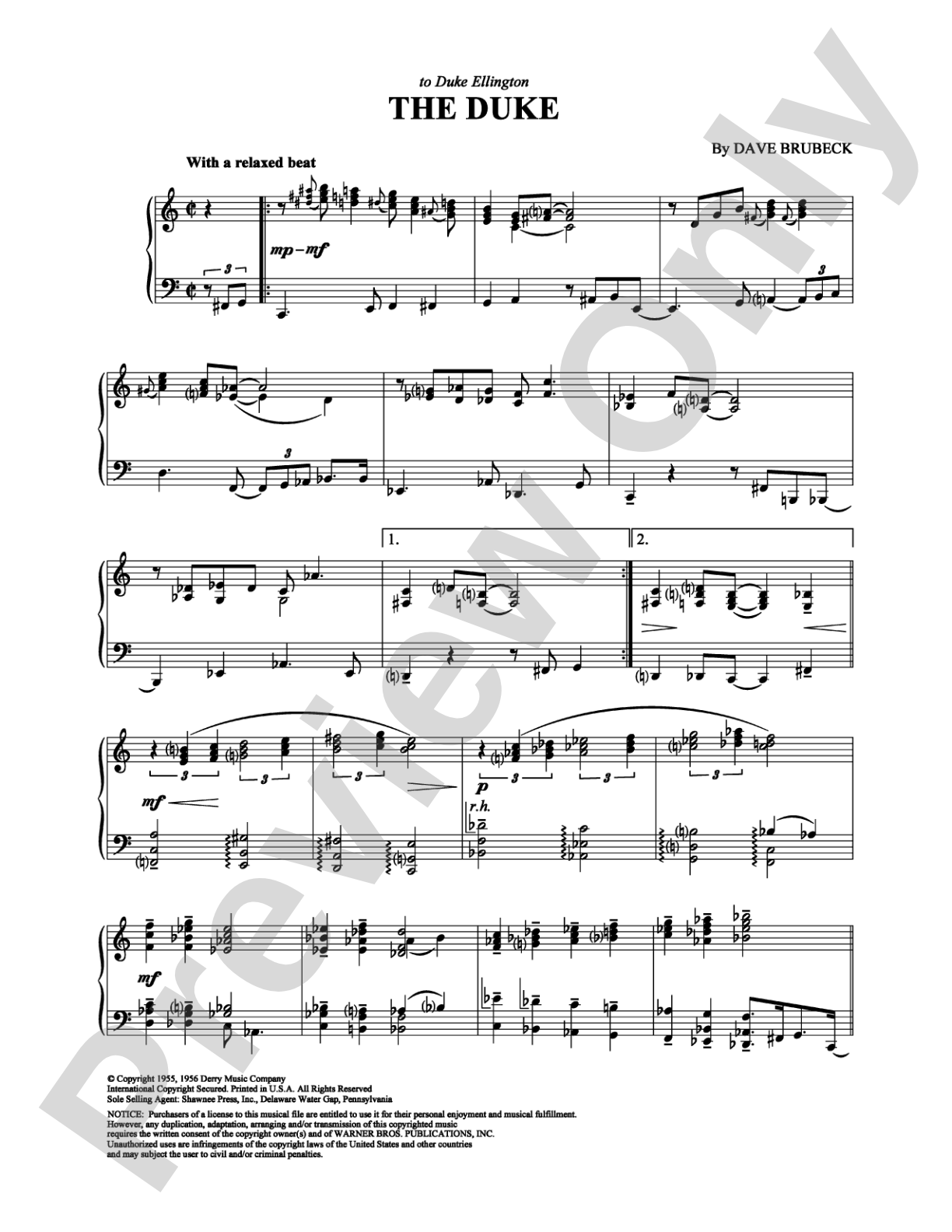 The Duke: Piano Digital Sheet Music