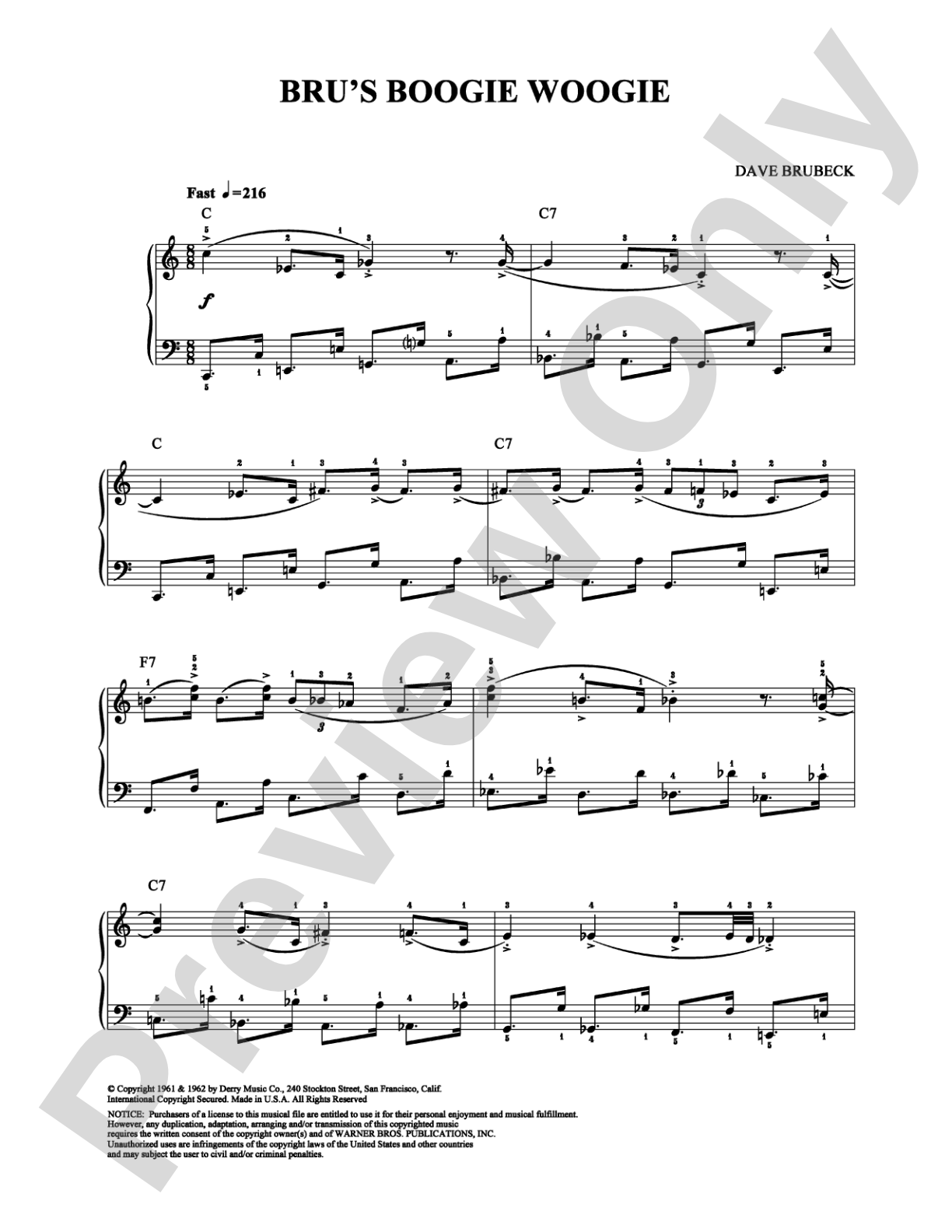 Bru's Boogie Woogie: Piano Digital Sheet Music