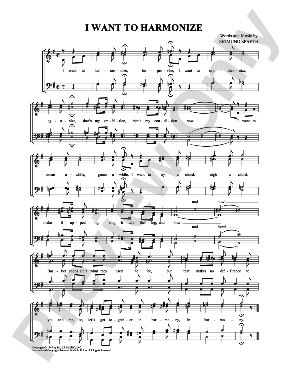 I Want to Harmonize: Vocal Group Digital Sheet Music