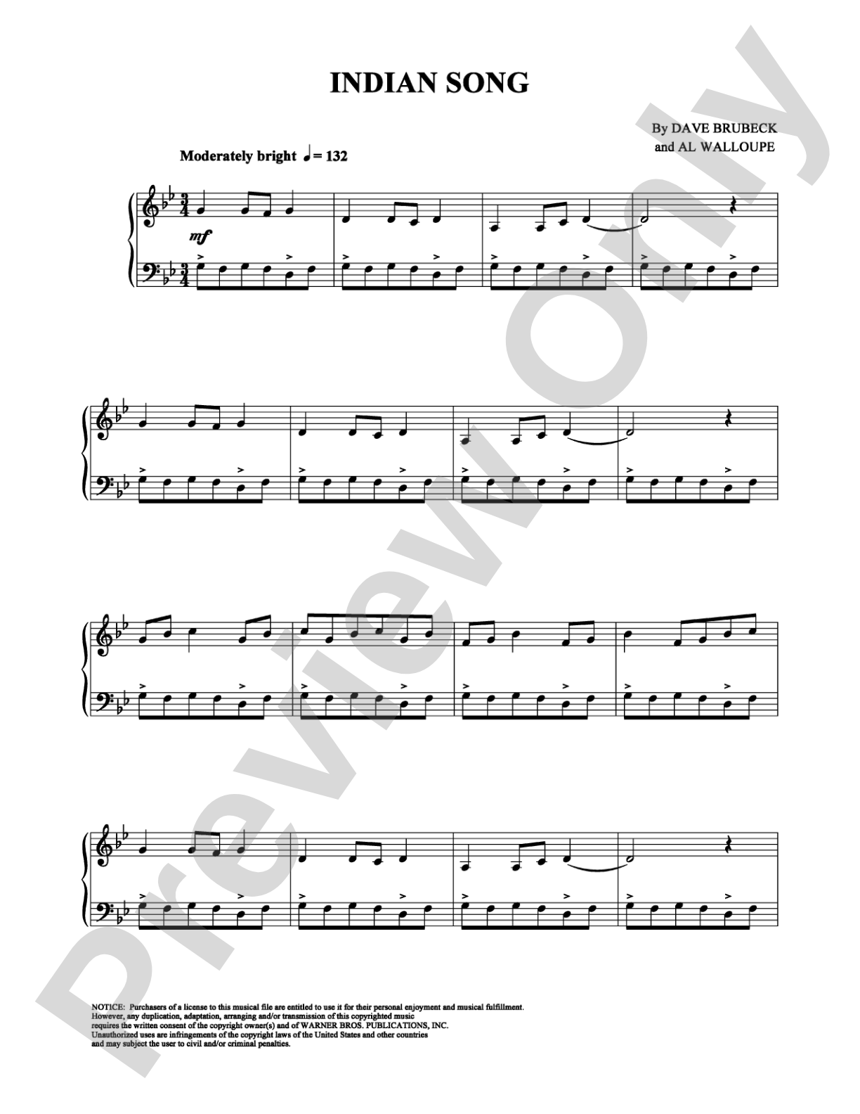 Indian Song: Piano Digital Sheet Music