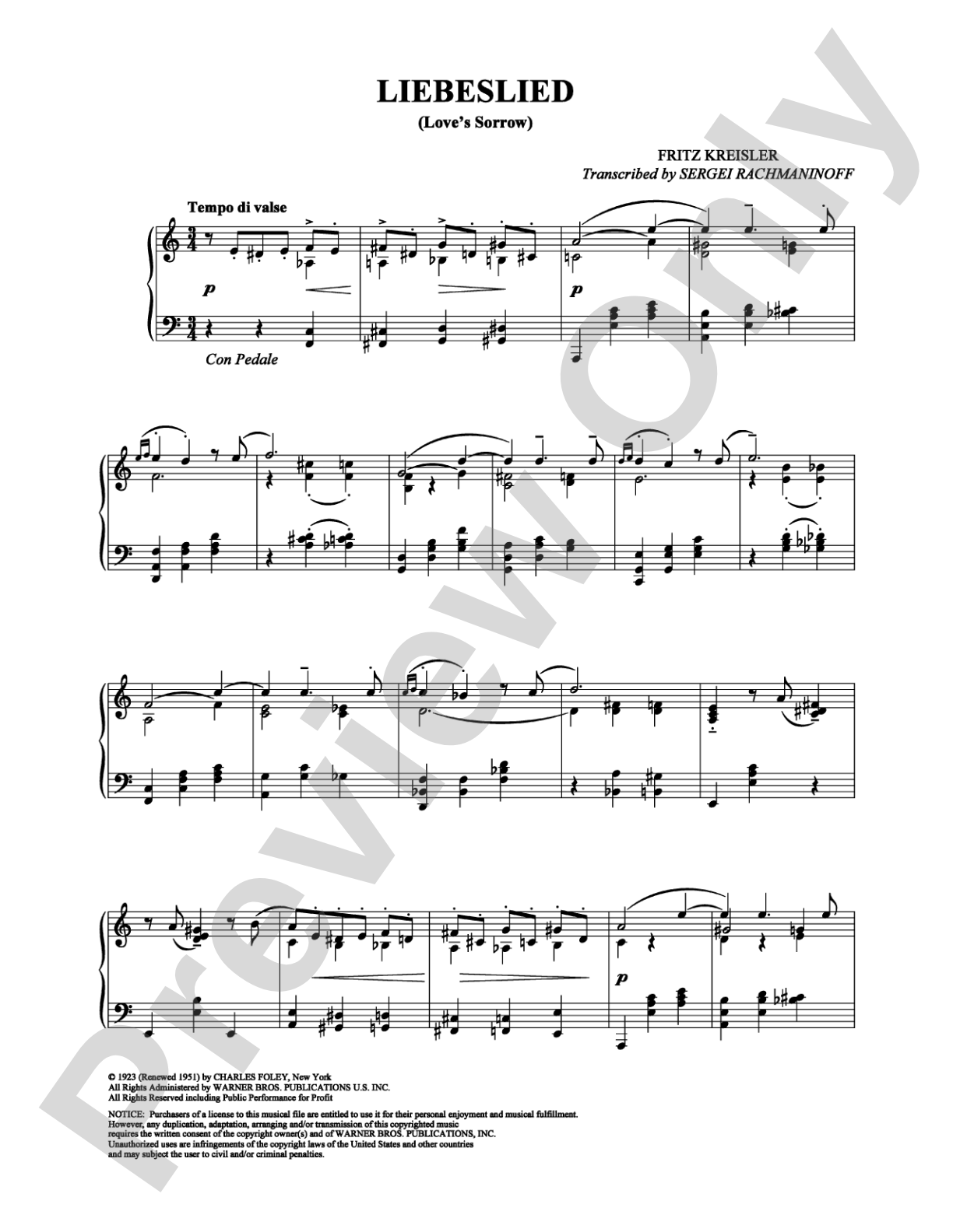 Liebeslied: Piano Digital Sheet Music