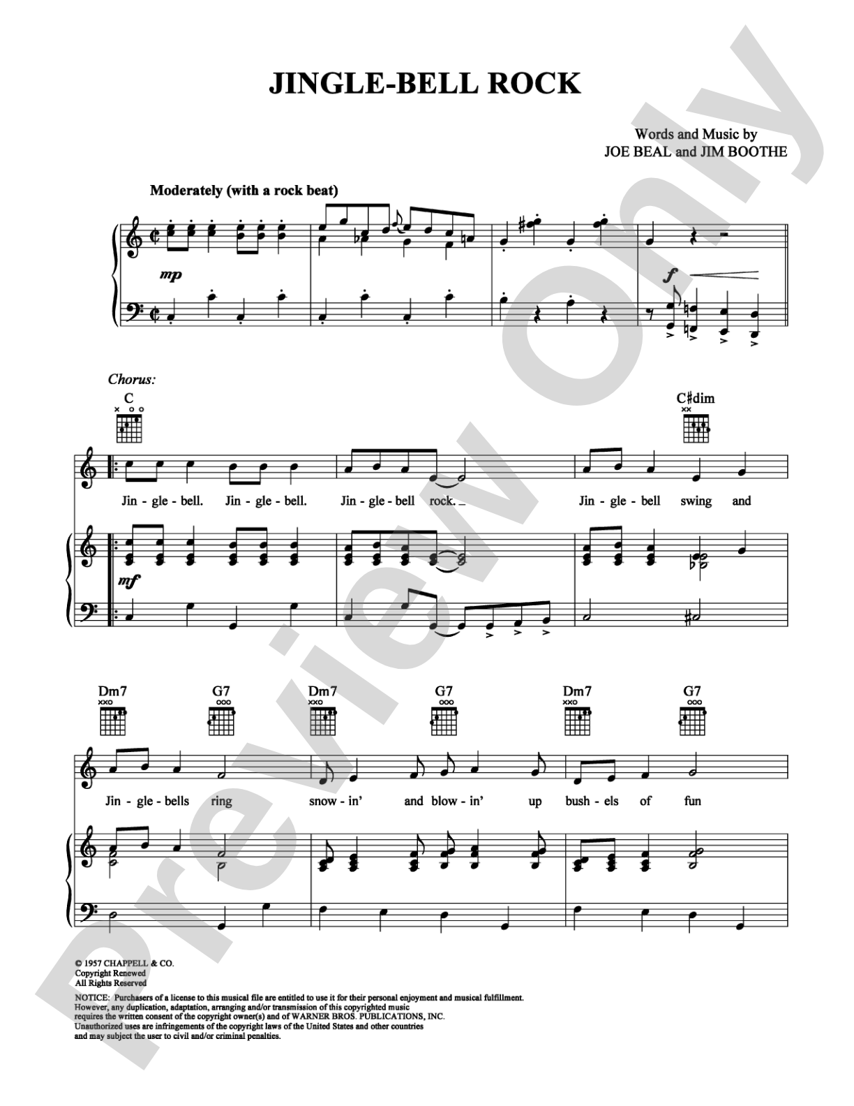 Jingle Bell Rock: Piano/Vocal/Chords Digital Sheet Music