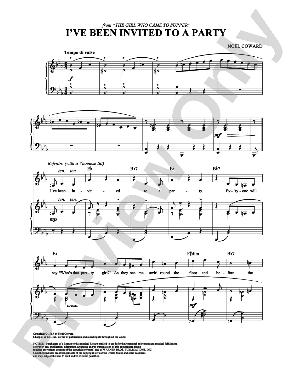 I've Been Invited to a Party: Piano/Vocal/Chords Digital Sheet Music