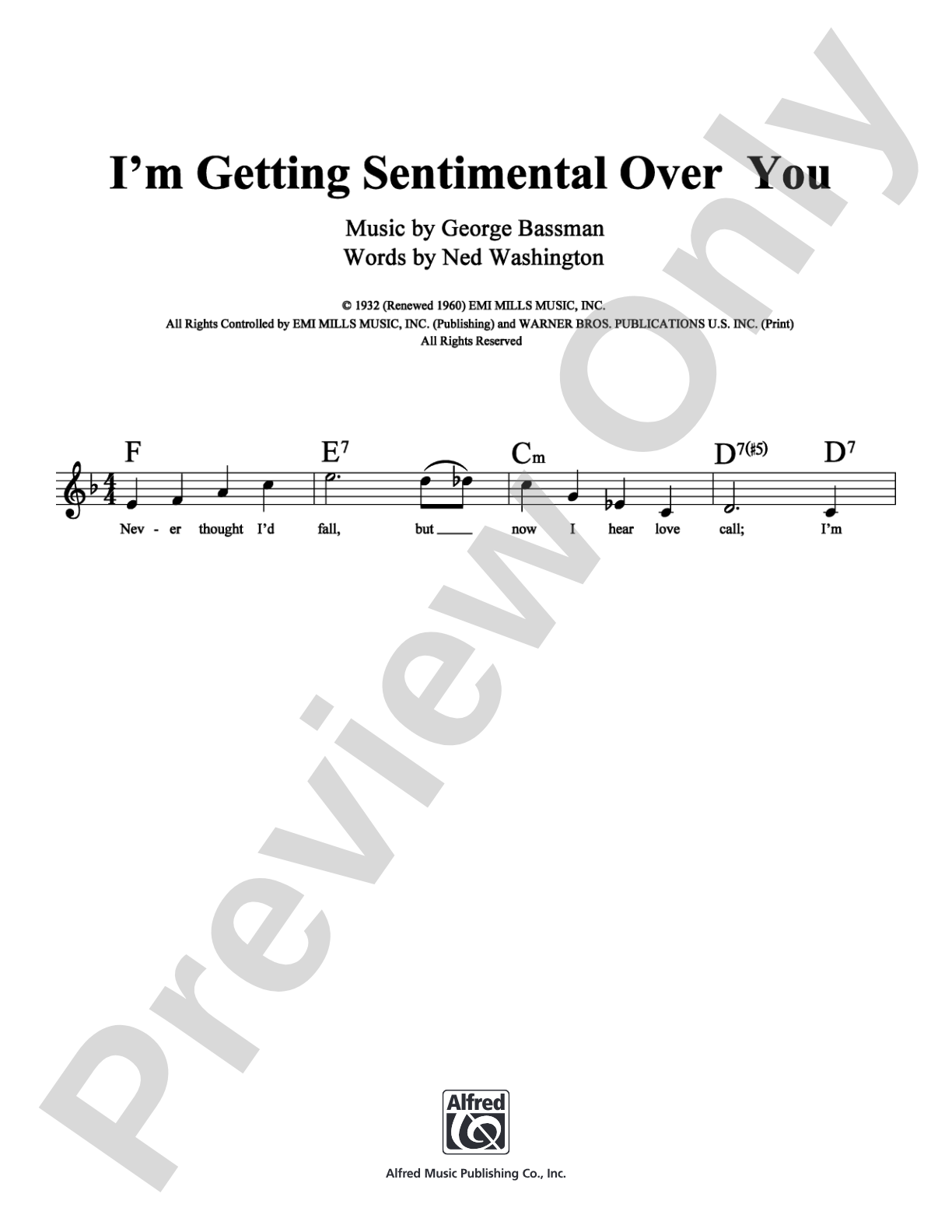I'm Getting Sentimental Over You: Lead Sheet Digital Sheet Music