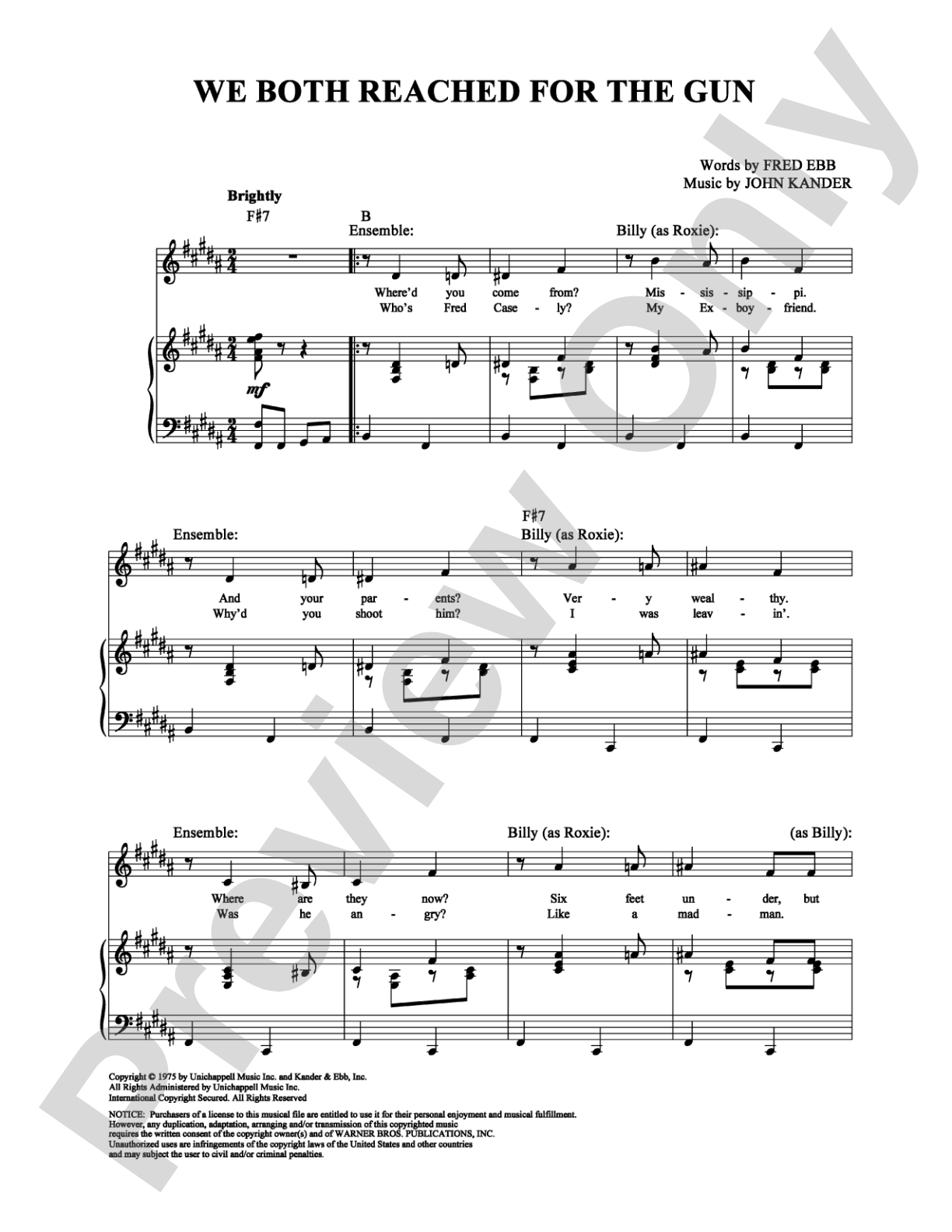 We Both Reached for the Gun: Piano/Vocal/Chords Digital Sheet Music