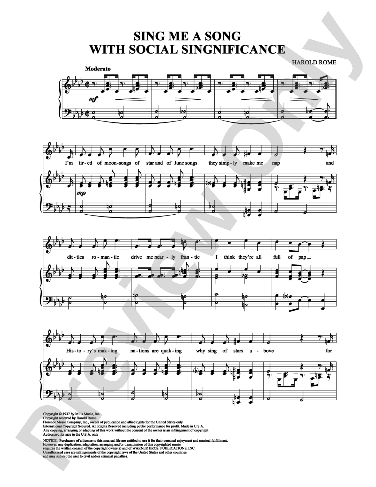 Sing Me a Song with Social Significance: Piano/Vocal/Chords Digital Sheet Music