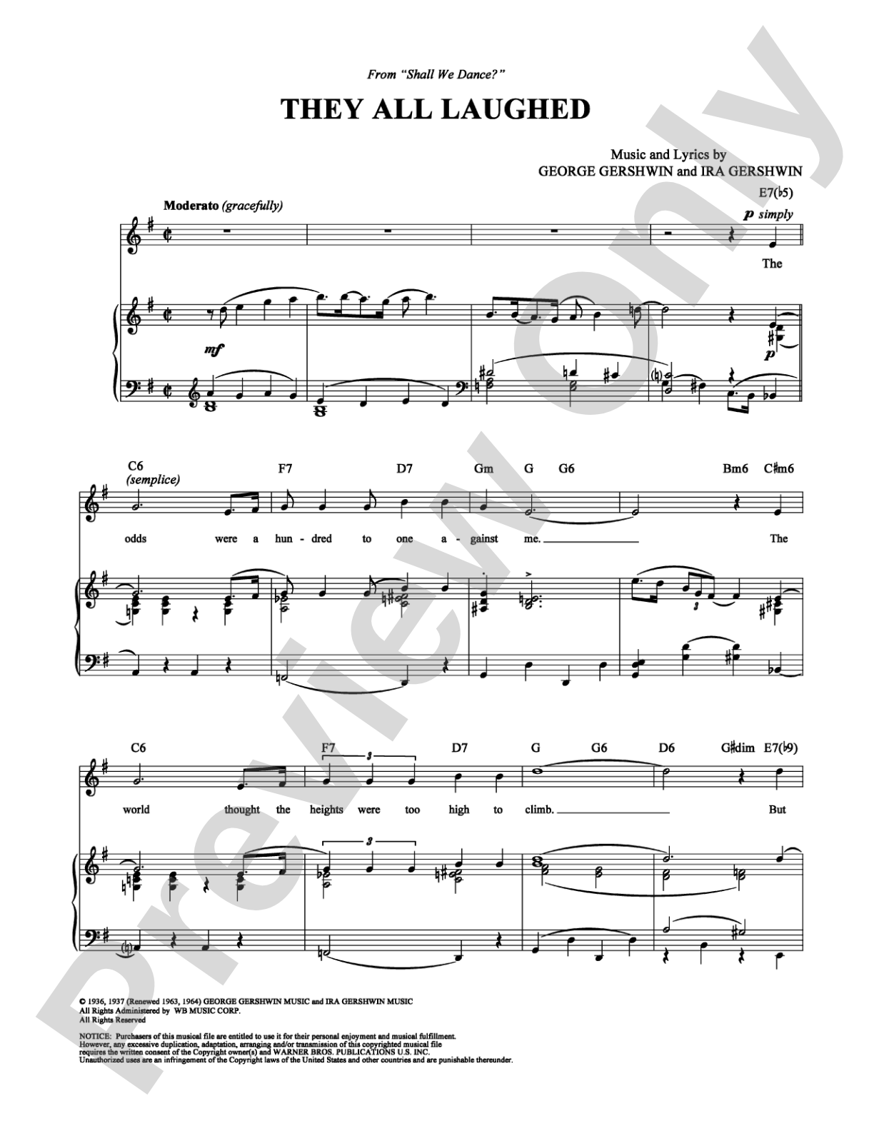 They All Laughed: Piano/Vocal/Chords Digital Sheet Music